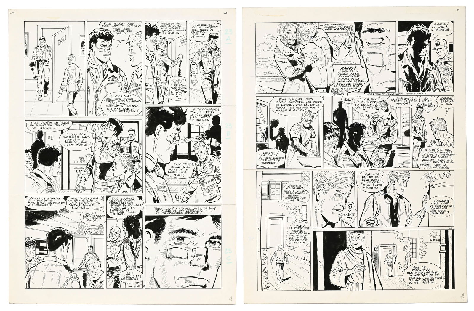 Dan Cooper, Albert Weinberg, tome 34, "Silver Fox", éd. Novedi, 1985, planches originales de ba (1 of 3)