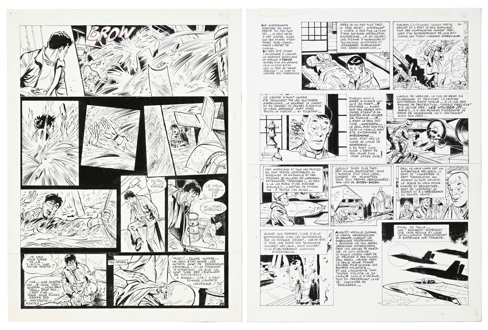 Dan Cooper, Albert Weinberg, tome 34, "Silver Fox", éd. Novedi, 1985, planches originales de ba (1 of 3)