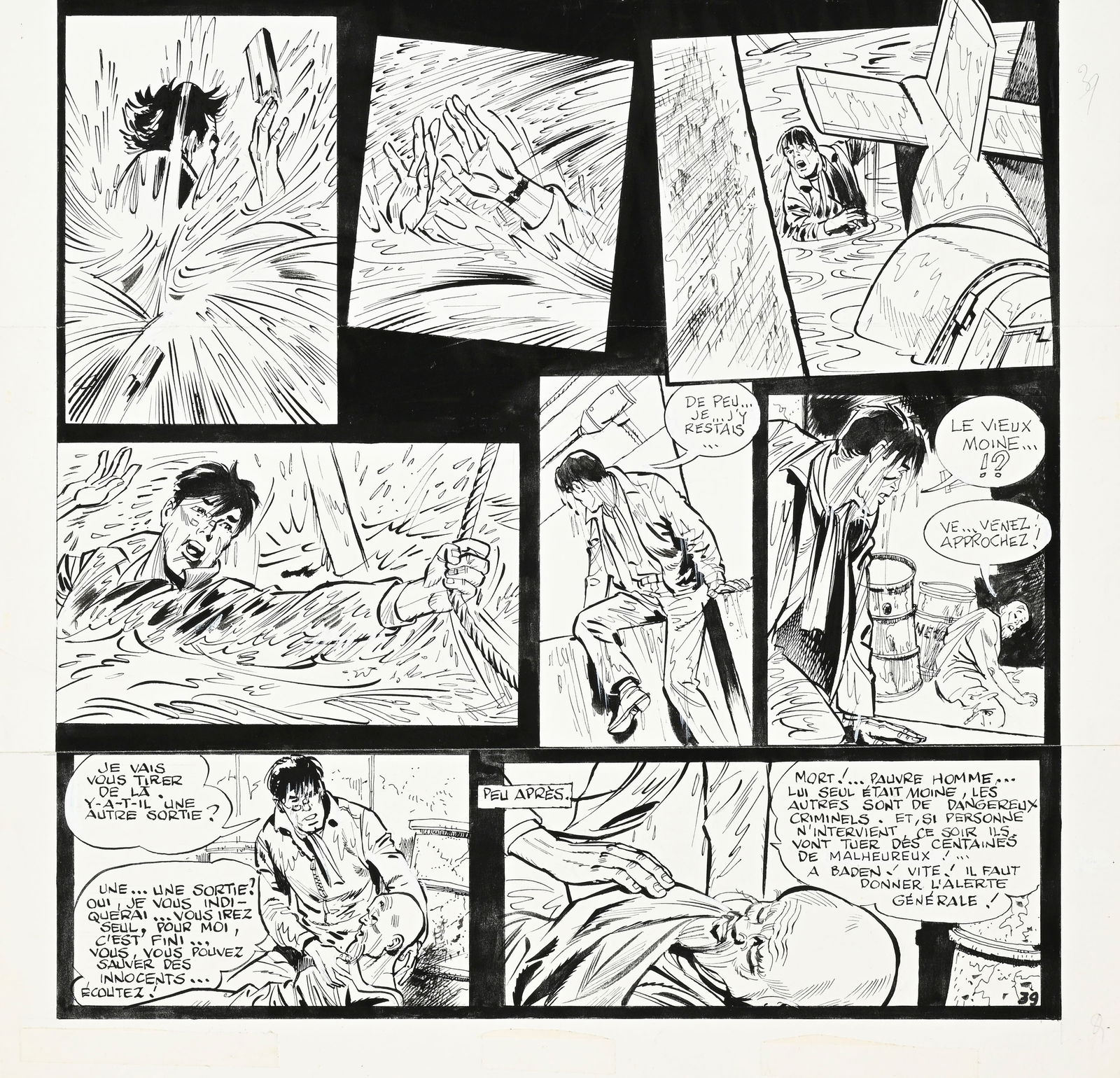 Dan Cooper, Albert Weinberg, tome 34, "Silver Fox", éd. Novedi, 1985, planches originales de ba - 2