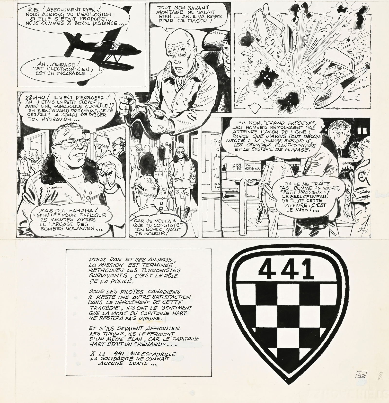 Dan Cooper, Albert Weinberg, tome 34, "Silver Fox", éd. Novedi, 1985, planches originales de ba - 2