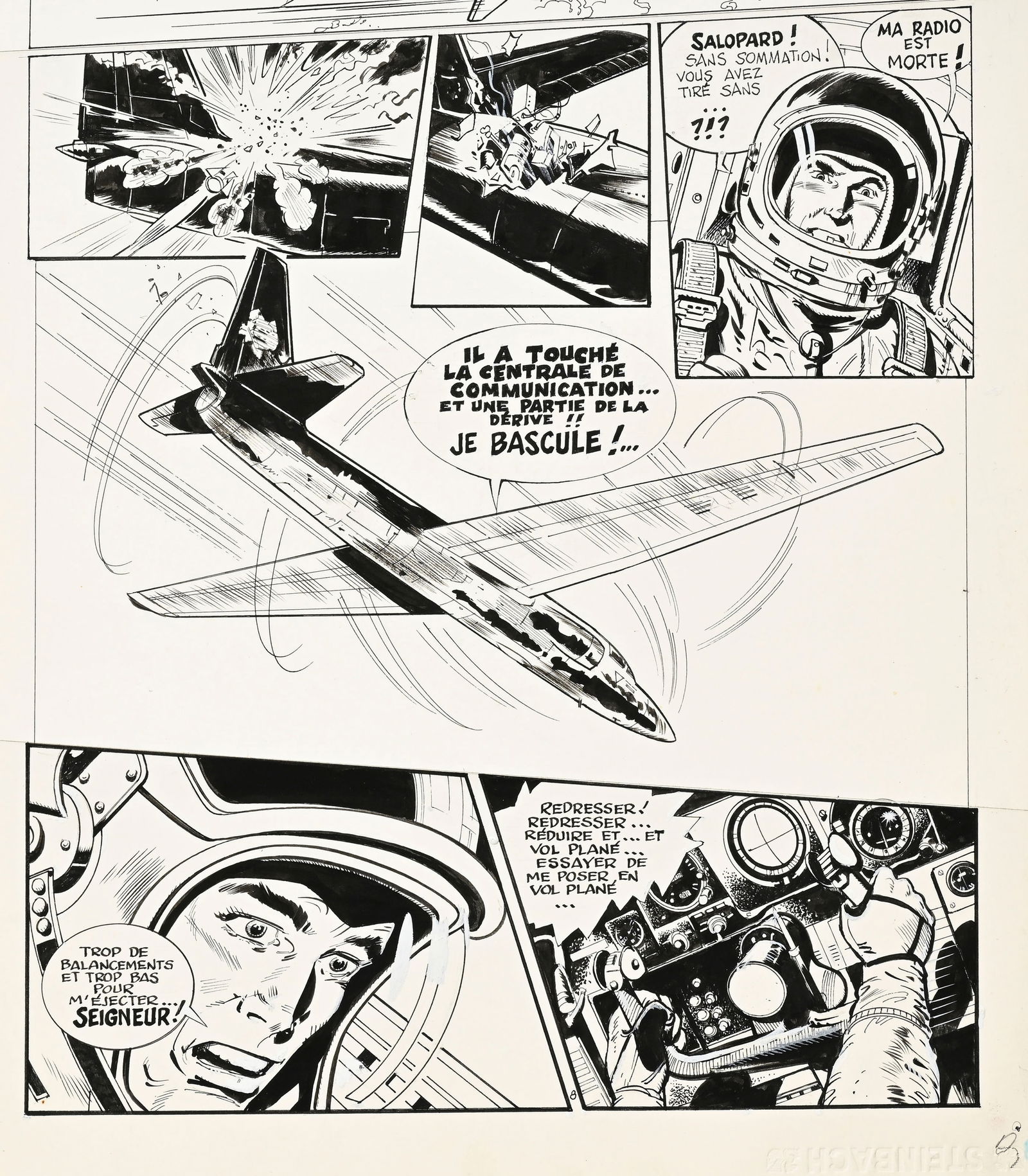 Dan Cooper, Albert Weinberg, tome 35, "Dragon Lady", éd. Novedi, 1986, planches originales, de  - 2