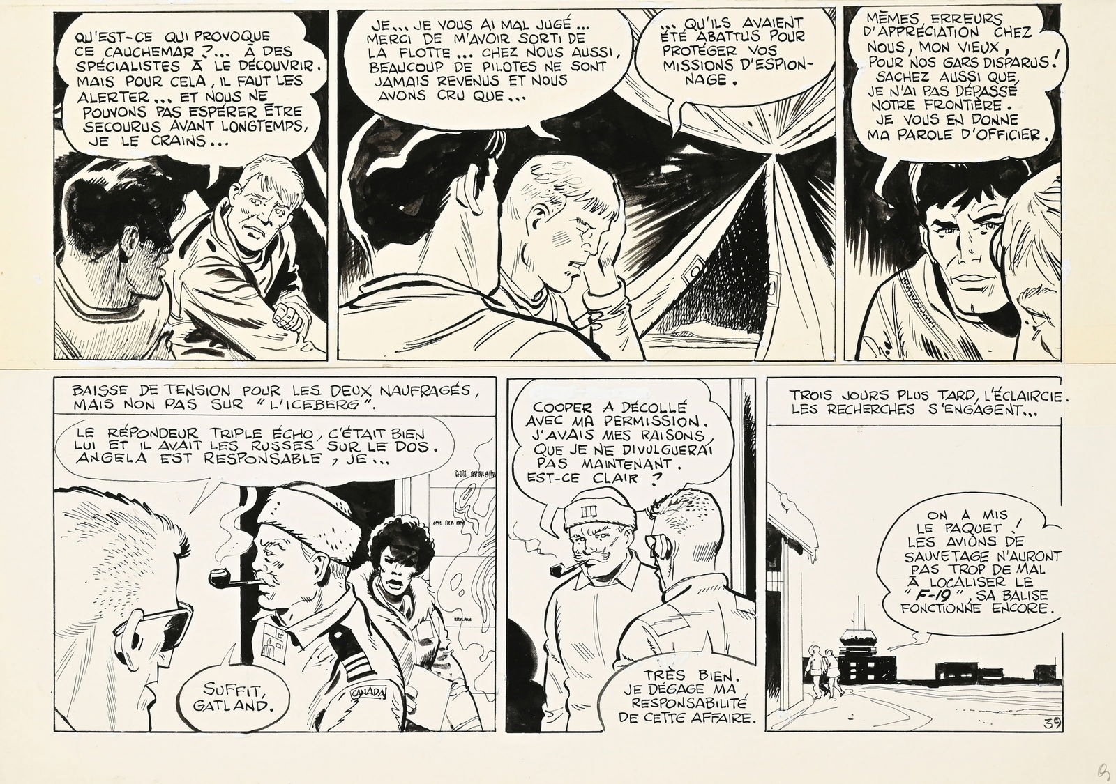 Dan Cooper, Albert Weinberg, tome 36, "L'Avion Invisible", éd. Novedi, 1987, planches originale - 2