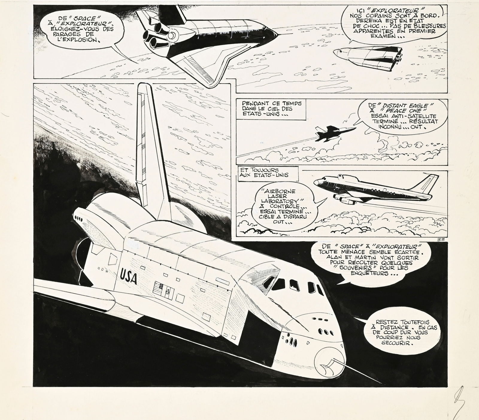 Dan Cooper, Albert Weinberg, tome 31, "Navette Spatiale", éd. Novedi, 1983, planches originales - 2