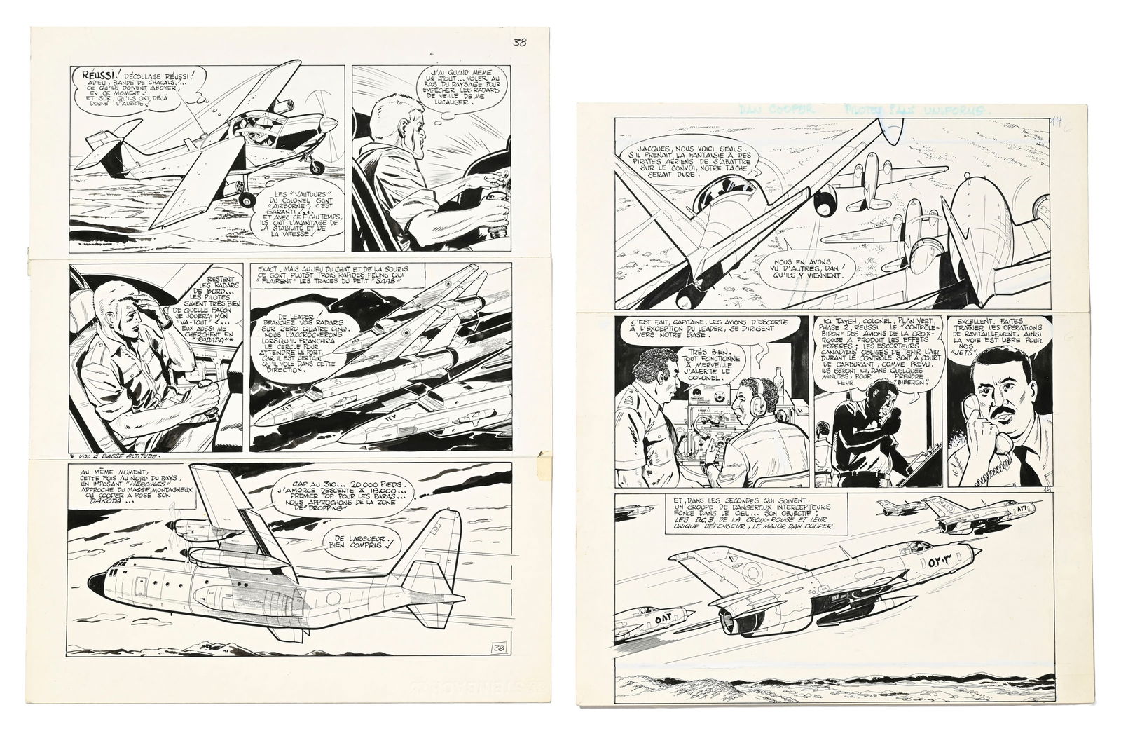 Dan Cooper, Albert Weinberg, tome 30, "Pilotes sans Uniforme", éd. Novedi, 1982, planches origi (1 of 3)