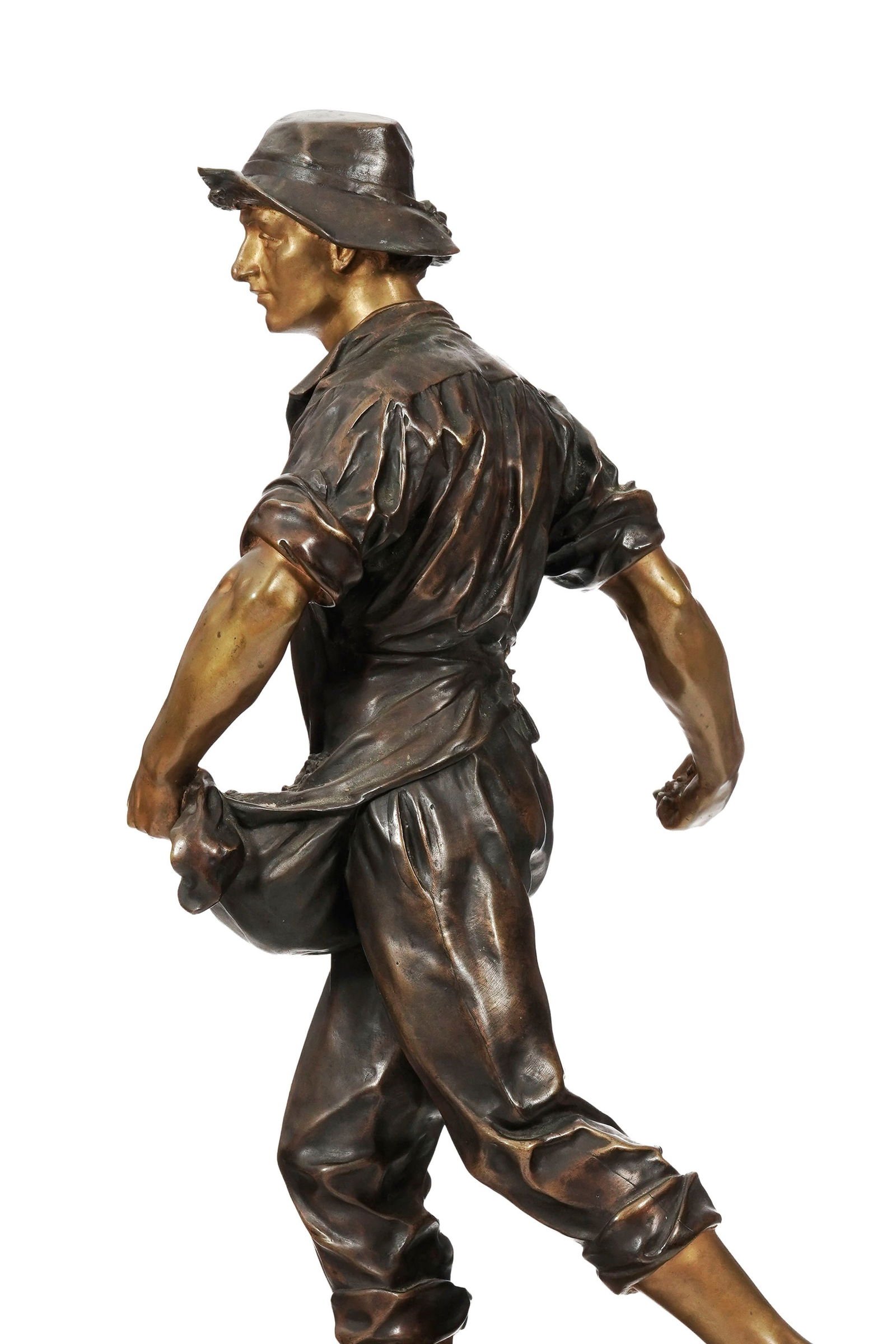 Edouard Drouot (1859-1945), Le Semeur, bronze à patine bichrome, signé, cachet de bronzier - 3