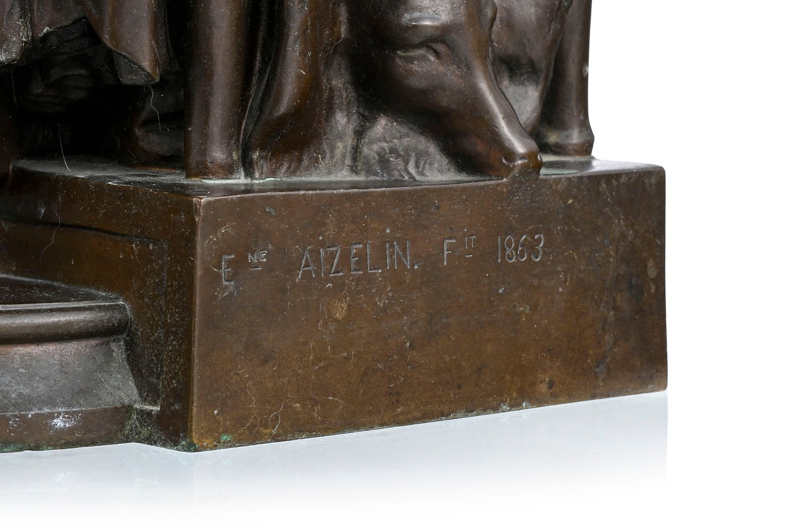 Eugène-Antoine Aizelin (1821-1902), Psyché, bronze à patine brune, signé et dat& - 7