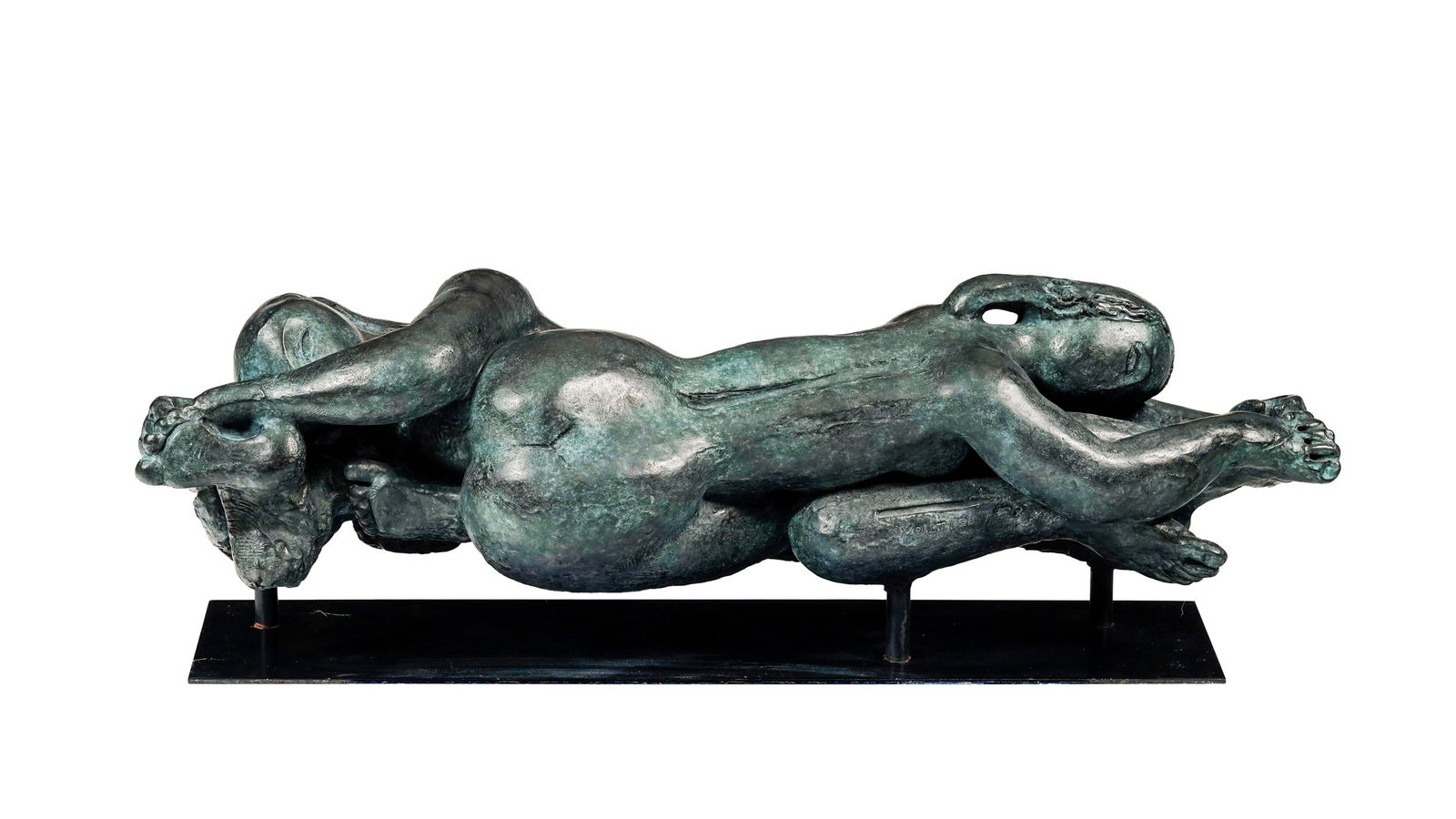 Antoniucci Volti (1915-1989), "Couple" ou "Océan", sculpture en bronze, signée et numé: Antoniucci Volti (1915-1989), "Couple" ou "Océan", sculpture en bronze, signée et numérotée EA 2/4, cachet de fondeur Clementi, fonte posthume, 31x97x28 cm Nous remercions Messieur