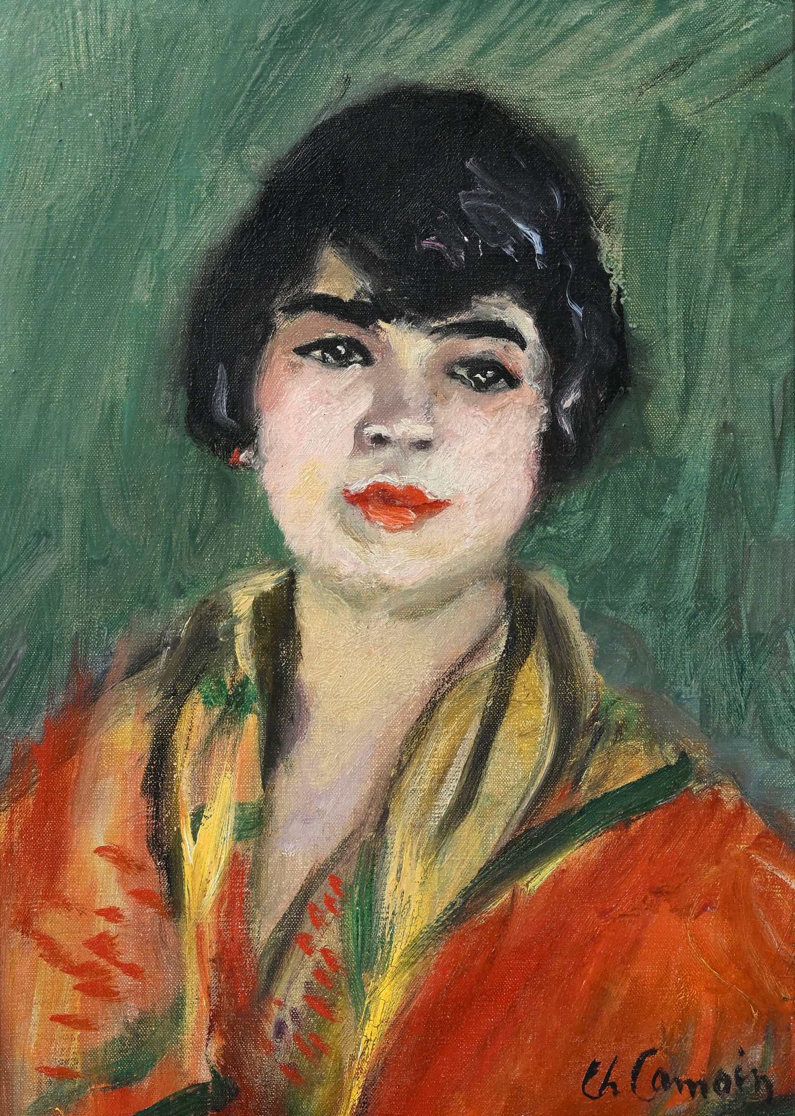 Charles Camoin (1879-1965), "Jeune fille à l'écharpe jaune", 1936, huile sur toile, sign&#: Charles Camoin (1879-1965), "Jeune fille à l'écharpe jaune", 1936, huile sur toile, signée, 33x24 cm L'authenticité de ce tableau a été confirmée par Madame Anne-Mar