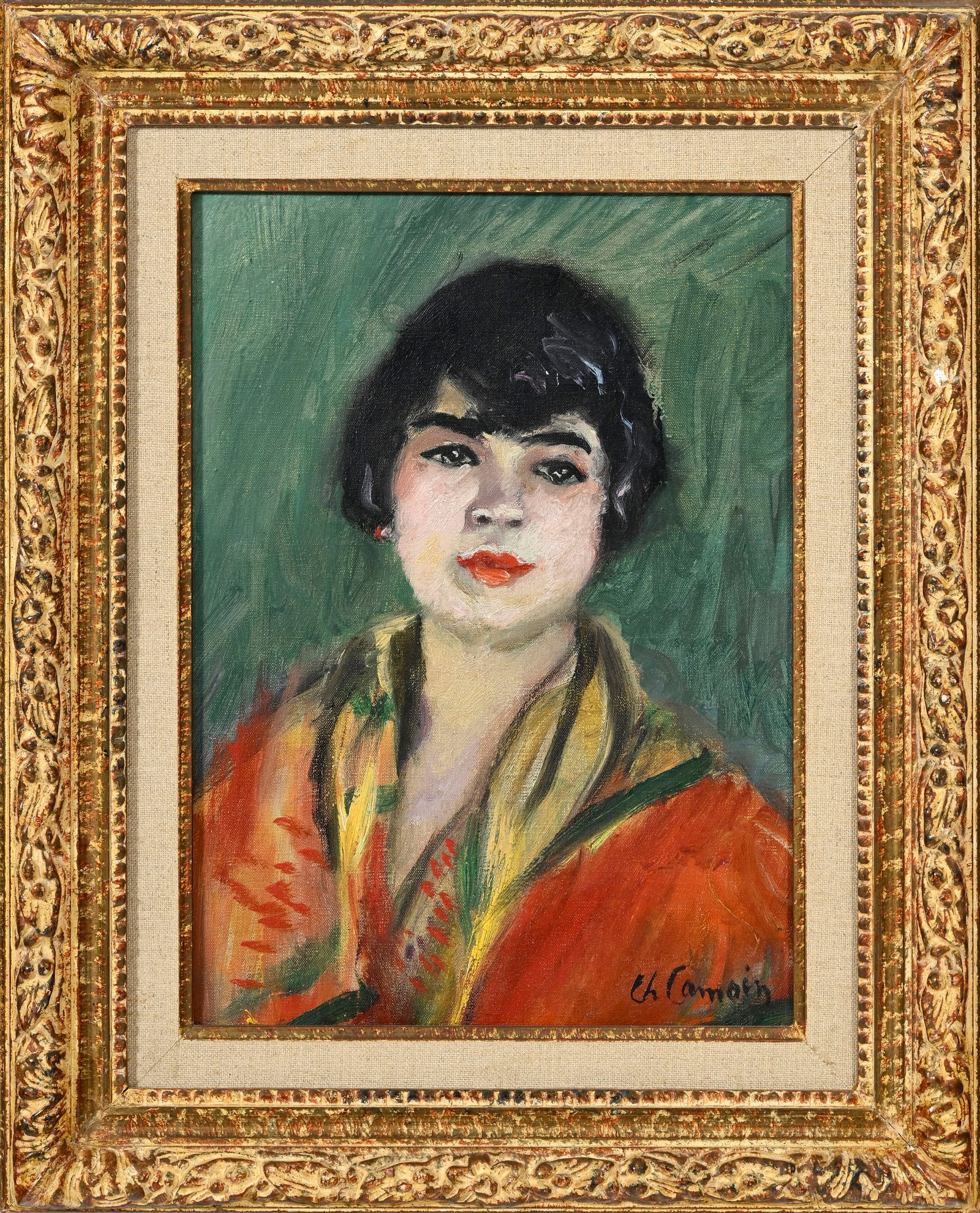 Charles Camoin (1879-1965), "Jeune fille à l'écharpe jaune", 1936, huile sur toile, sign&# - 2