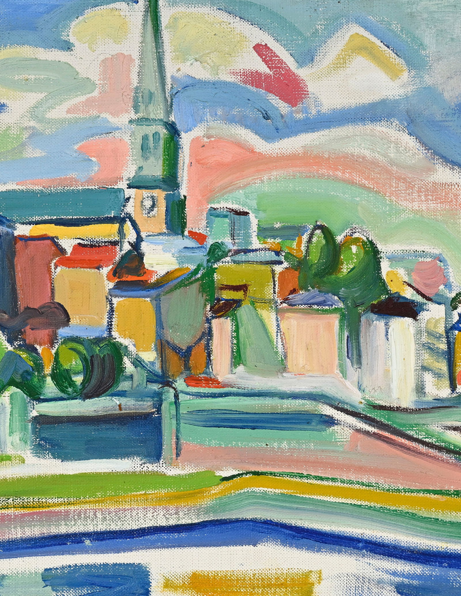 Maurice Grossman (c.1900-1976), Vue de village, 1950, huile sur toile, signée et datée, co - 3