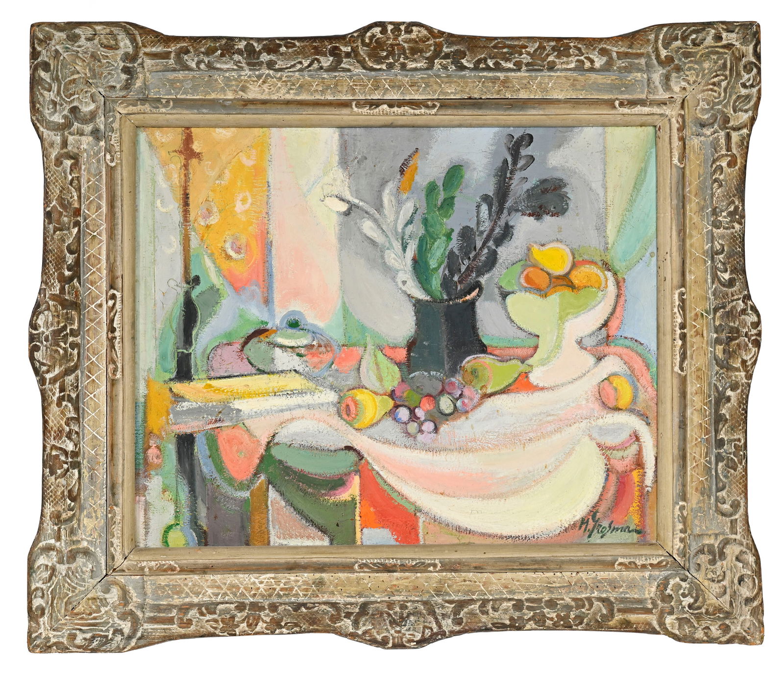 Maurice Grossman (c.1900-1976), Nature morte aux fruits et au bouquet, huile sur panneau, signé - 2