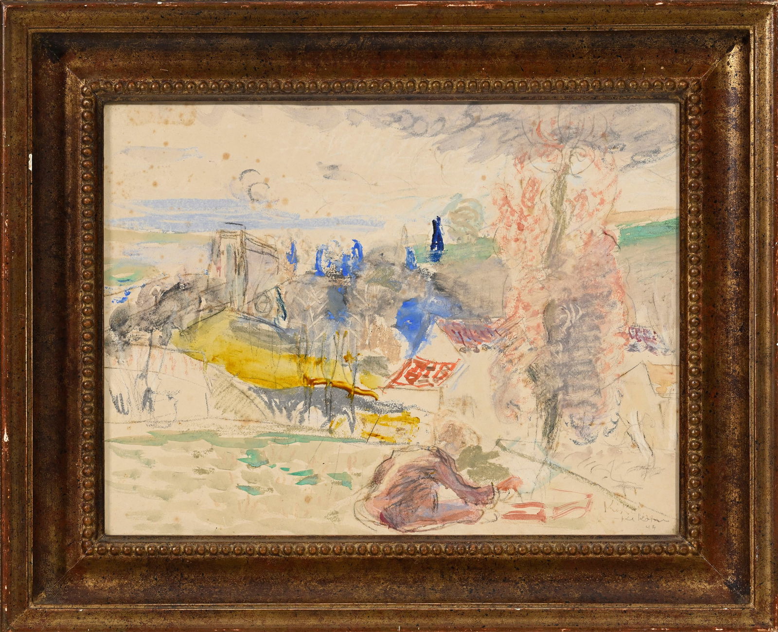 Michel Kikoine (1892-1968), "Sur le motif", 1944, technique mixte sur papier, signée et dat - 2