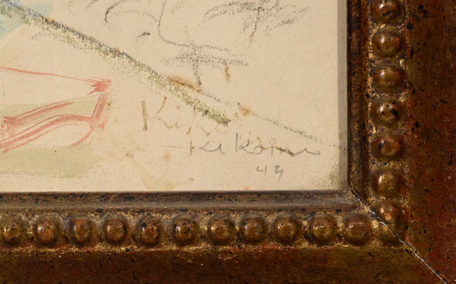 Michel Kikoine (1892-1968), "Sur le motif", 1944, technique mixte sur papier, signée et dat - 4