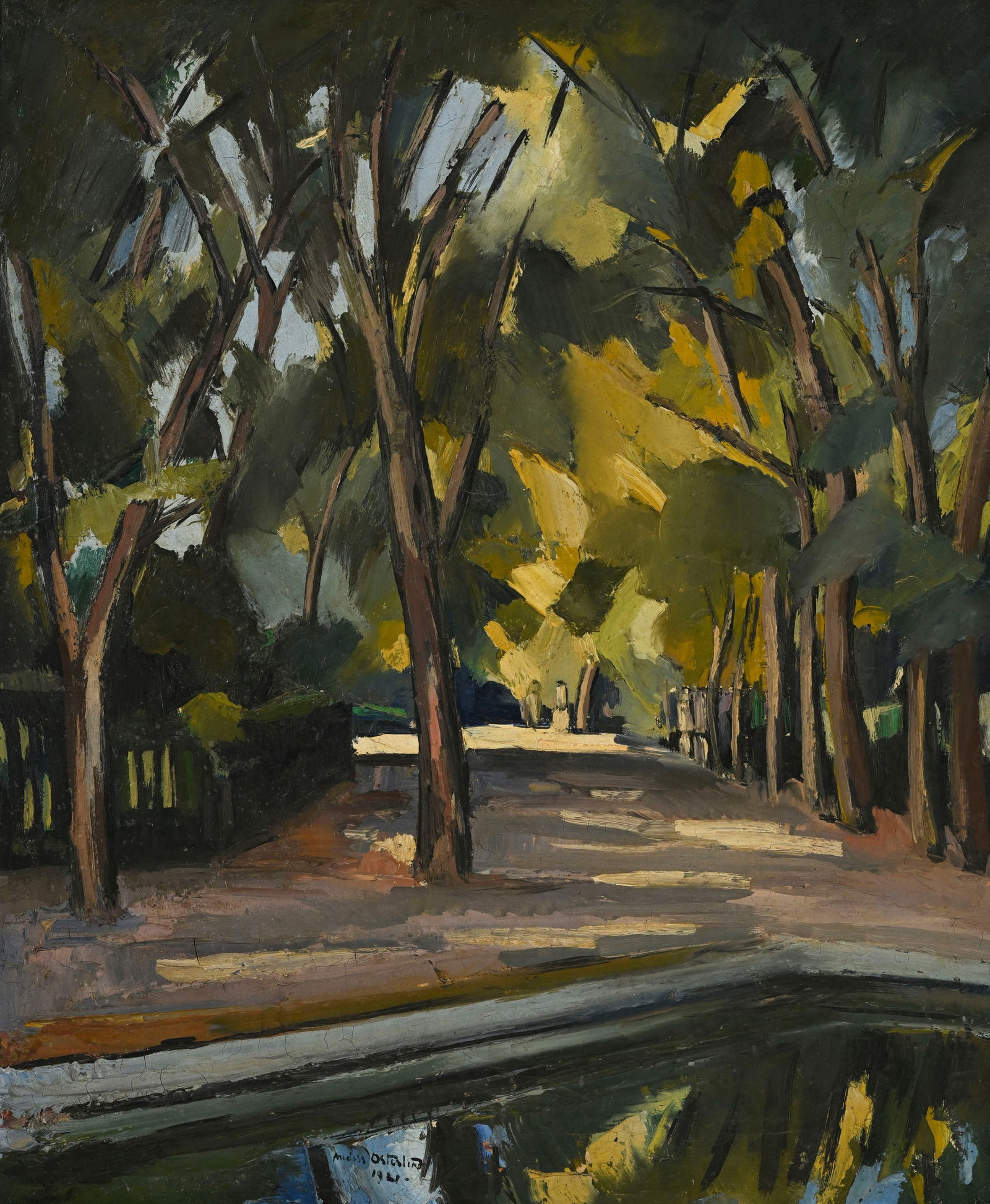 Anders Osterlind (1887-1960), "Parc de Versailles"_,_ 1921, huile sur toile, signée et daté: Anders Osterlind (1887-1960), "Parc de Versailles", 1921, huile sur toile, signée et datée, contresignée et titrée au verso, 73,5x60,5 cm