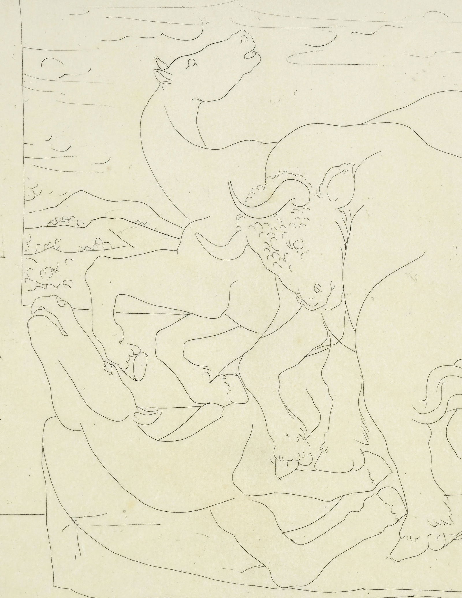 Pablo Picasso (1881-1973), "Le repos du sculpteur devant des chevaux et un taureau" ou "Sculpteur et - 3