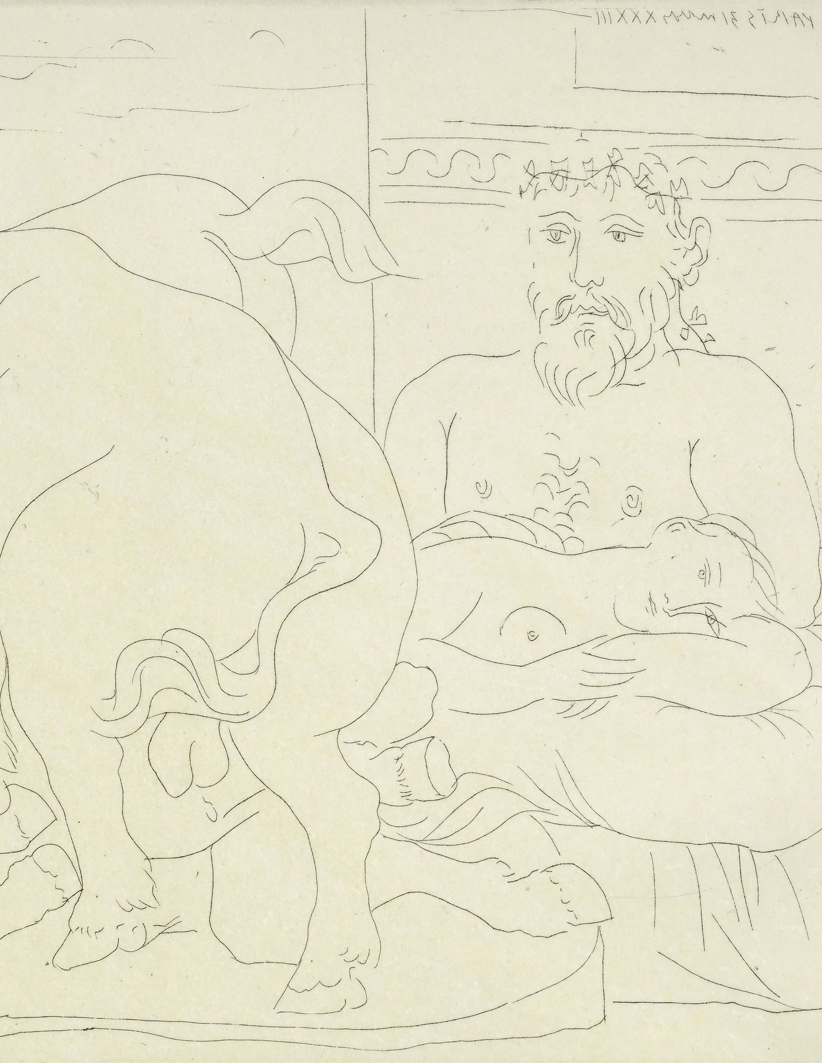 Pablo Picasso (1881-1973), "Le repos du sculpteur devant des chevaux et un taureau" ou "Sculpteur et - 4