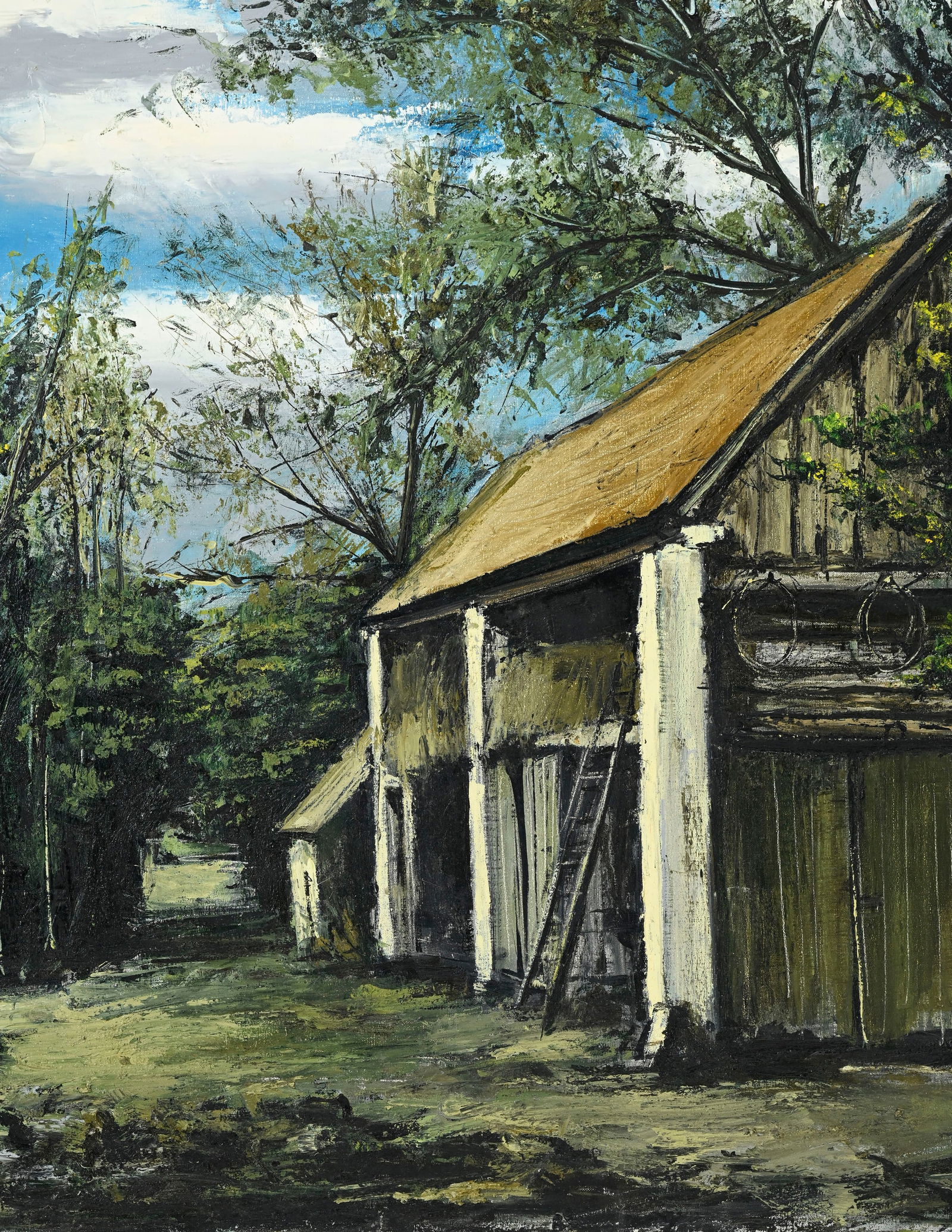 Bernard Buffet (1928-1999), "Villiers-Le-Mahieu, la grange et la mare", 1975, huile sur toile, sign& - 3