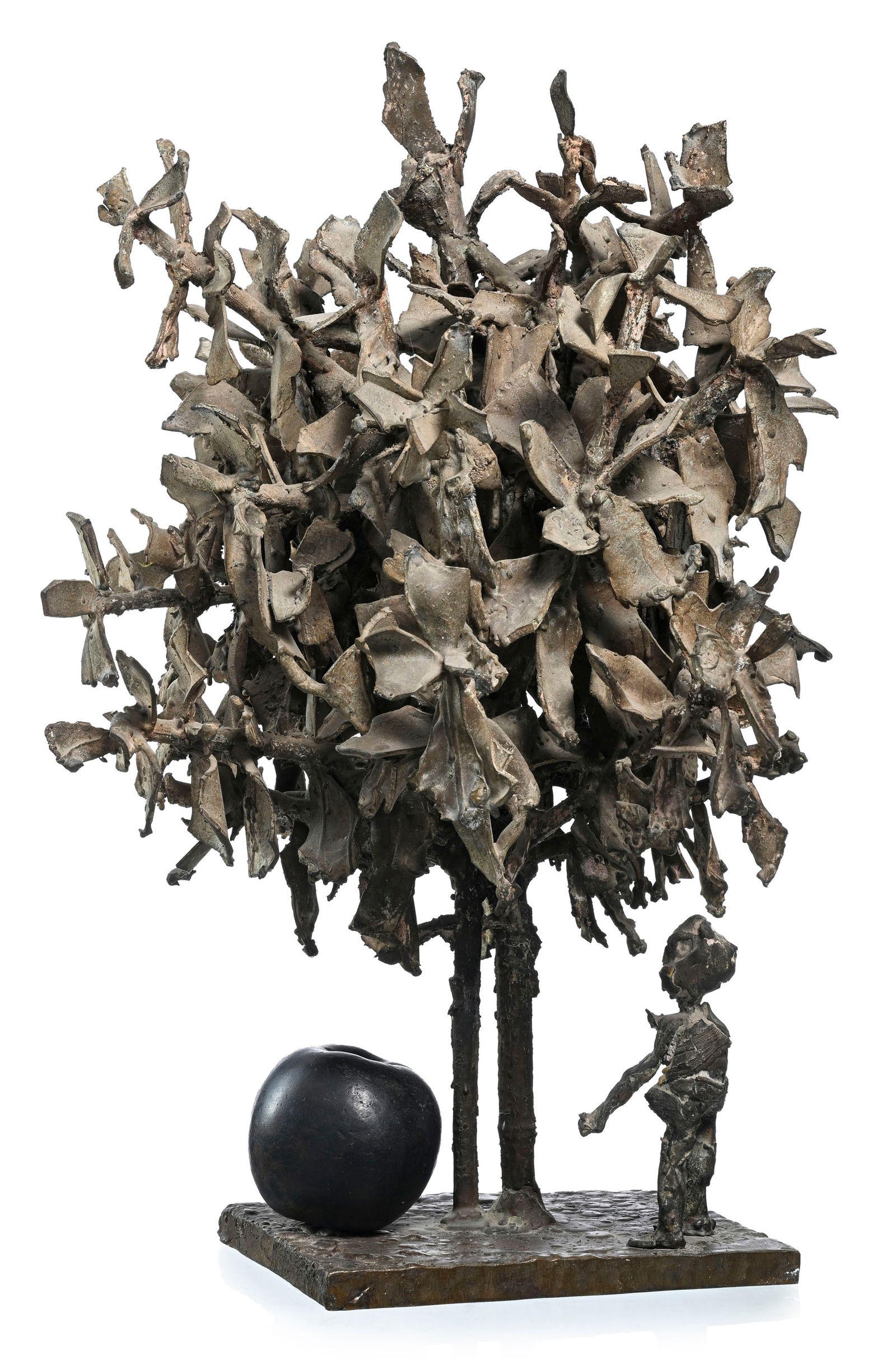 Alik Cavaliere (1926-1998), "Adam and Apple", 1963, sculpture en bronze, signée et datée, : Alik Cavaliere (1926-1998), "Adam and Apple", 1963, sculpture en bronze, signée et datée, h. 57 cm Sous la base: étiquette de la Galerie Lambert Monet, Genève 
