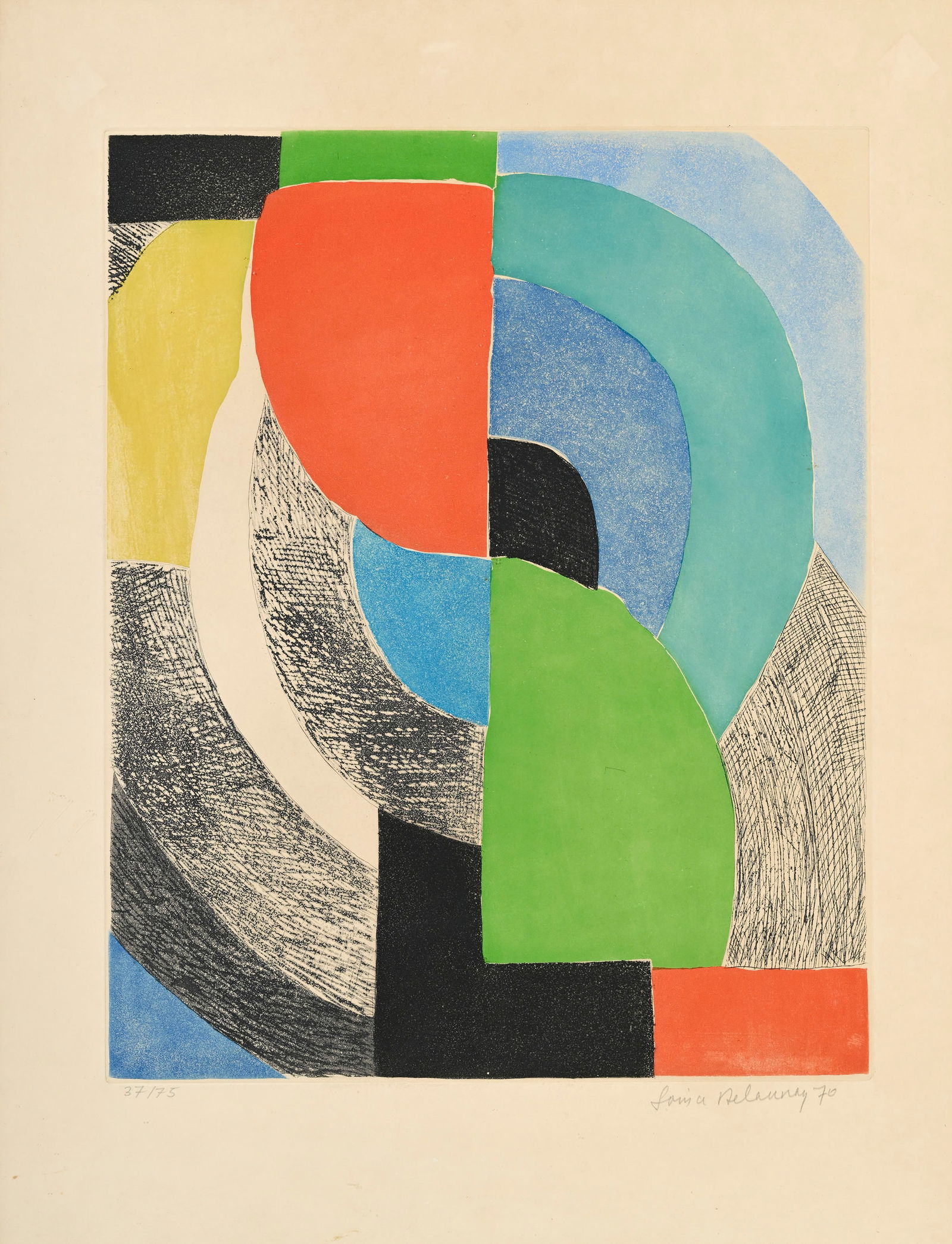 Sonia Delaunay (1885-1979), "Avec moi-même", 1970, eau-forte et aquatinte, signée, dat (1 of 6)