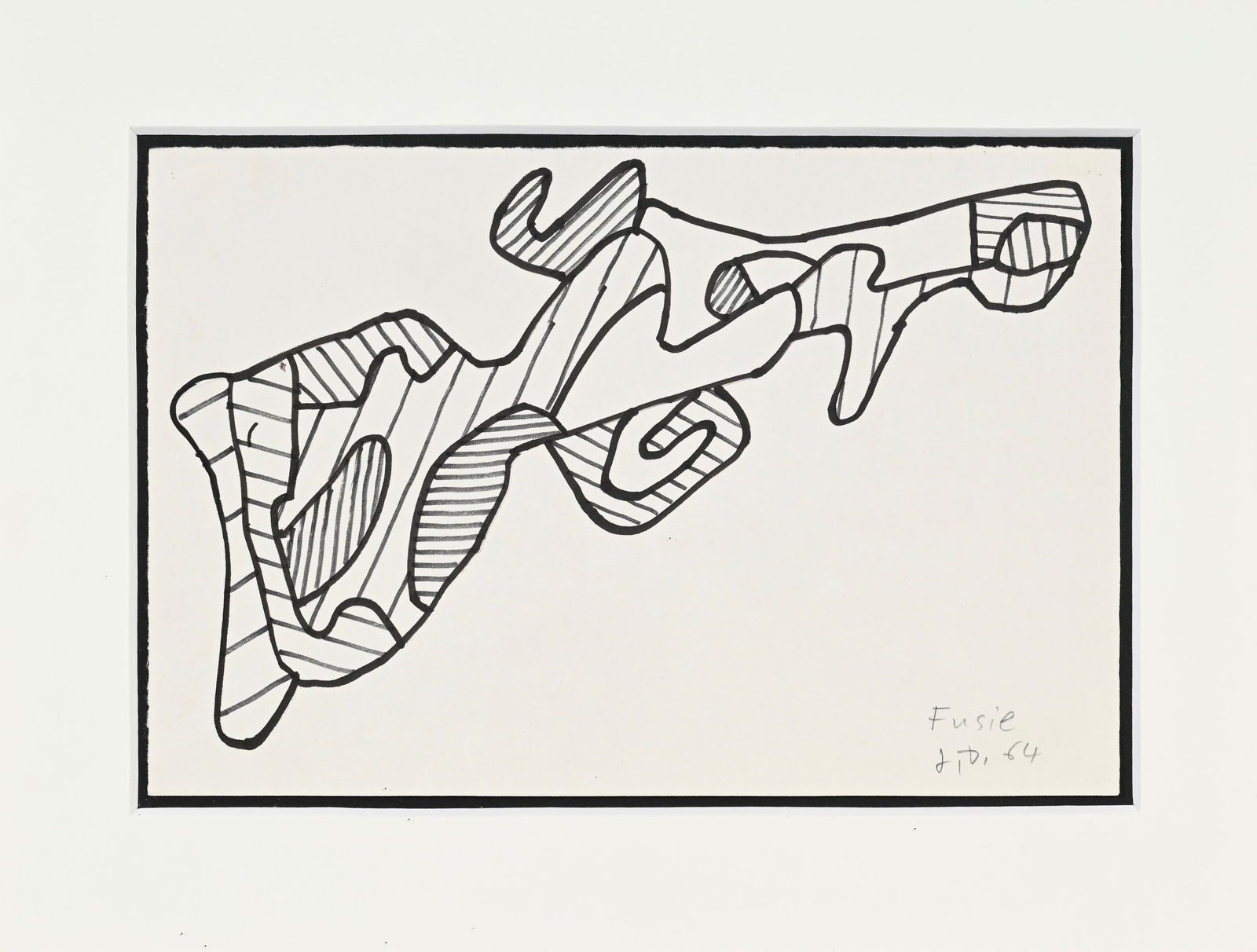 Jean Dubuffet (1901-1985), "Fusil II", 19 avril 1964, marker H. 37 sur papier, monogrammé, dat&: Jean Dubuffet (1901-1985), "Fusil II", 19 avril 1964, marker H. 37 sur papier, monogrammé, daté et titré, 17x25 cm Bibliographie: Max Loreau, Catalogue des travaux de Jean Dubuffet, fas