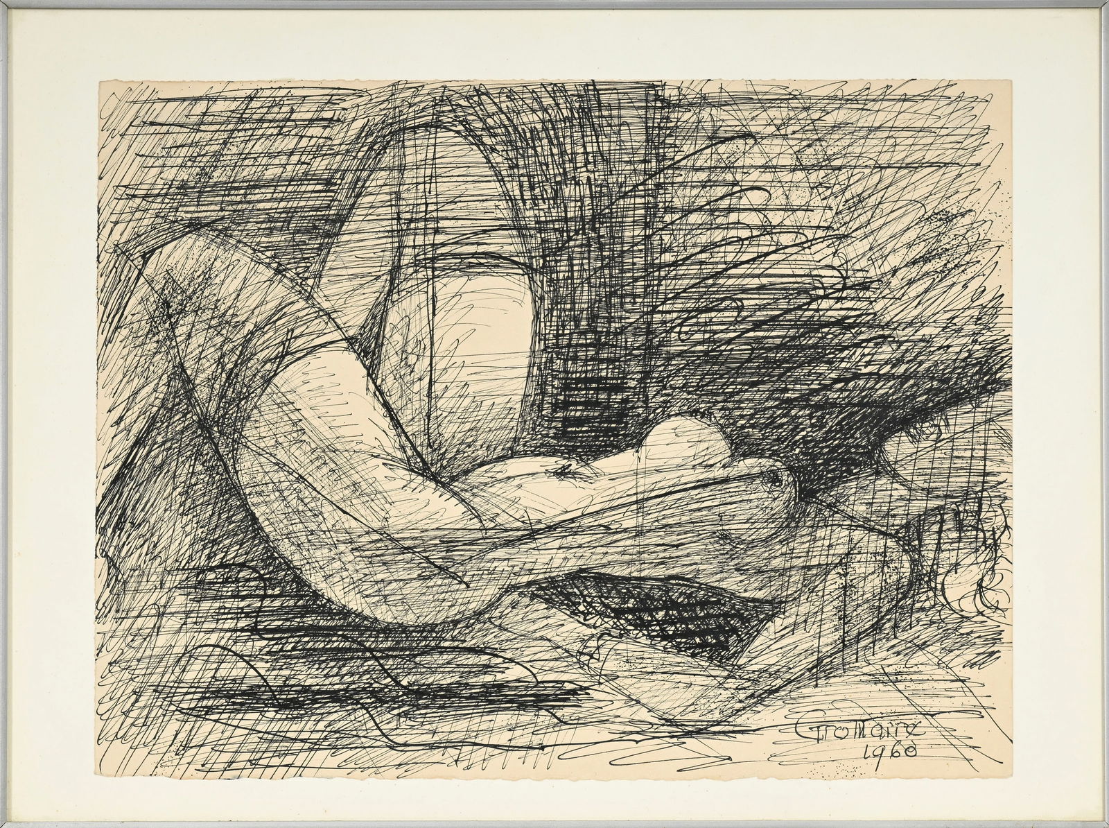 Marcel Gromaire (1892-1971), Femme nue, 1960, encre sur papier, signée et datée, 24,5x32,5 - 2