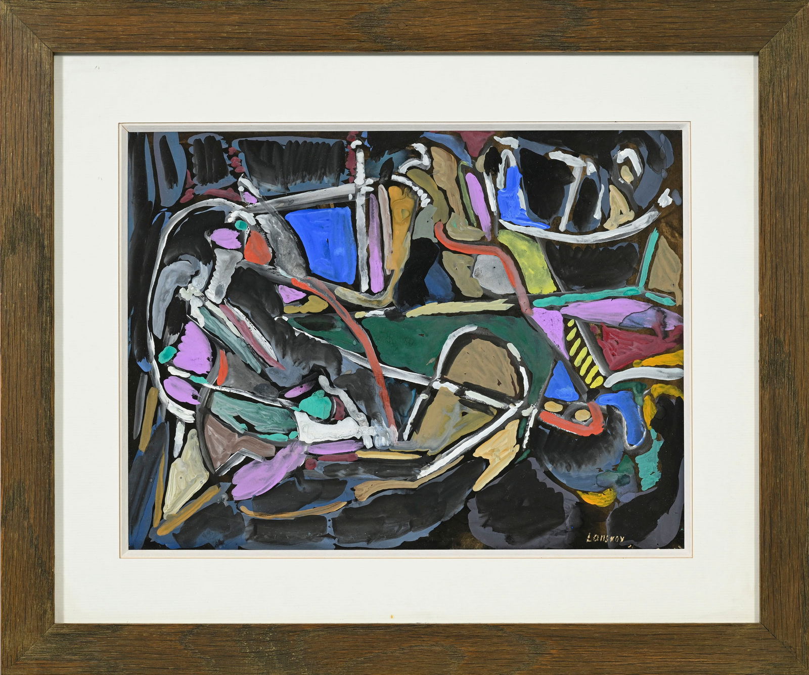 André Lanskoy (1902-1976), attribué à, Composition, gouache sur papier, signée,  - 2