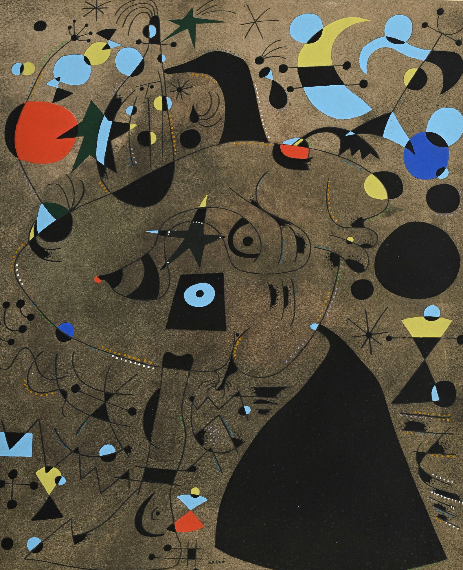 Joan Miro (1893-1983), d'après, "Constellations: femme dans la nuit", 1959, pochoir, signé (1 of 5)