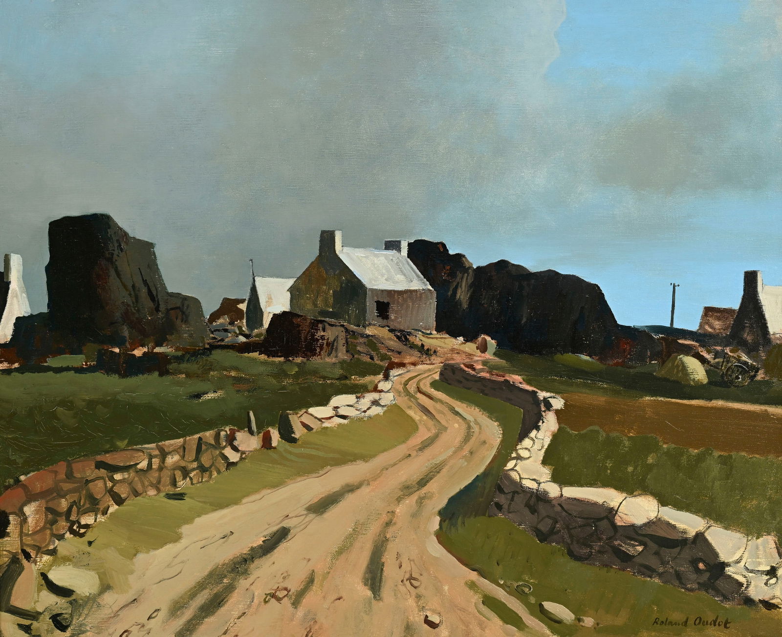 Roland Oudot (1897-1981), "Environs de Tréguier", huile sur toile, signée, 60,5x73,5 cm : Roland Oudot (1897-1981), "Environs de Tréguier", huile sur toile, signée, 60,5x73,5 cm Au verso: étiquette de la Galerie du Chêne, Lausanne, no. 7276 