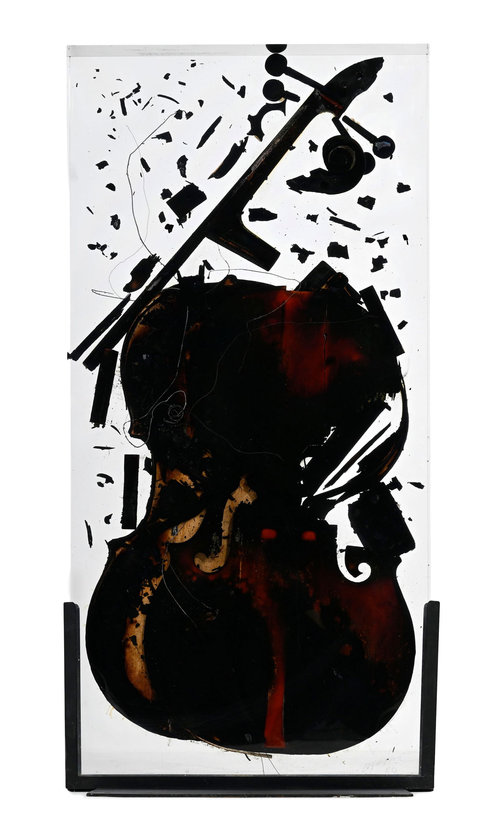 Arman (1928-2005), Colère et combustion de v_ioloncelle,_ 1989, sculpture en technique mixte (v - 2