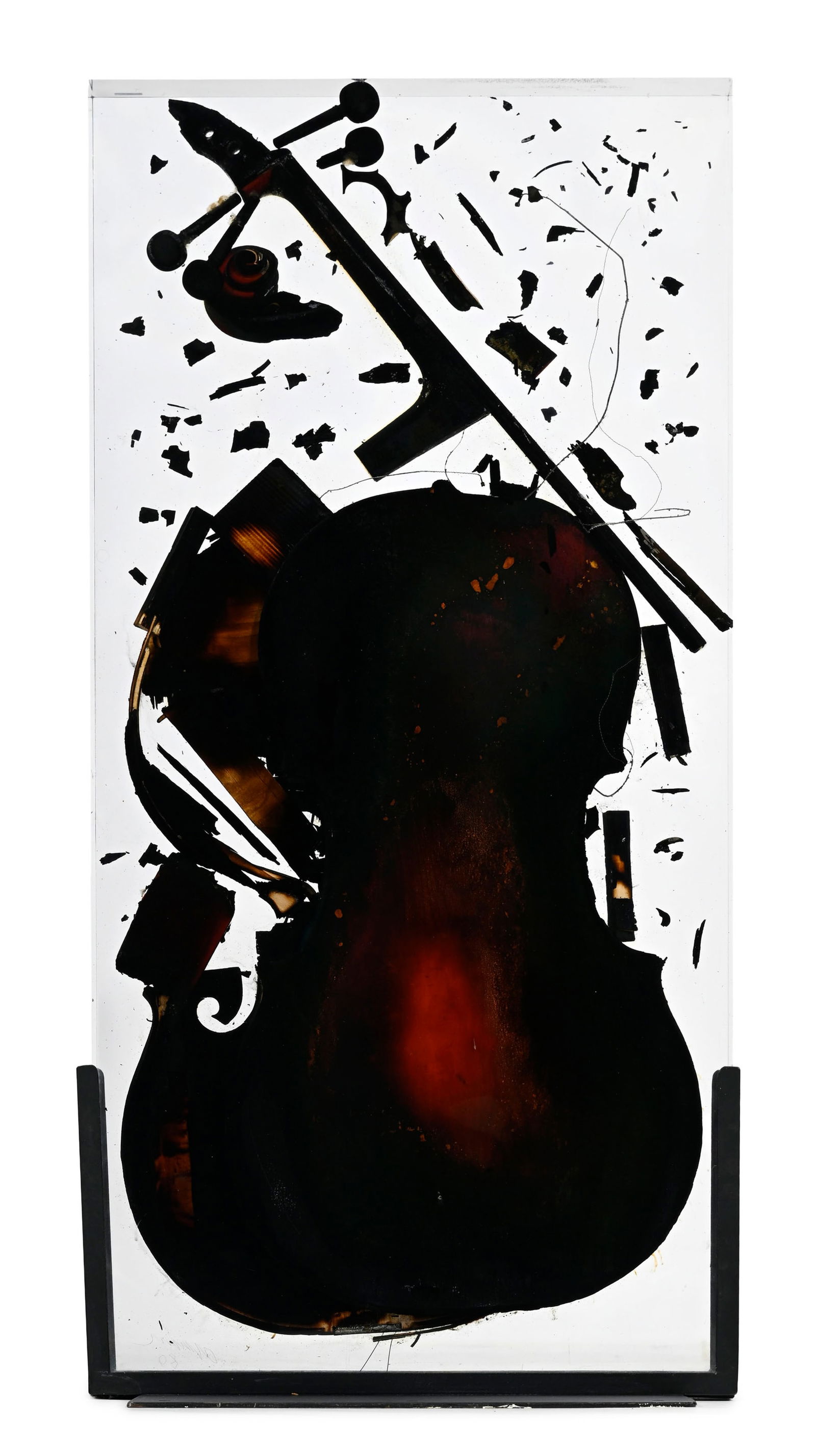 Arman (1928-2005), Colère et combustion de v_ioloncelle,_ 1989, sculpture en technique mixte (v - 3