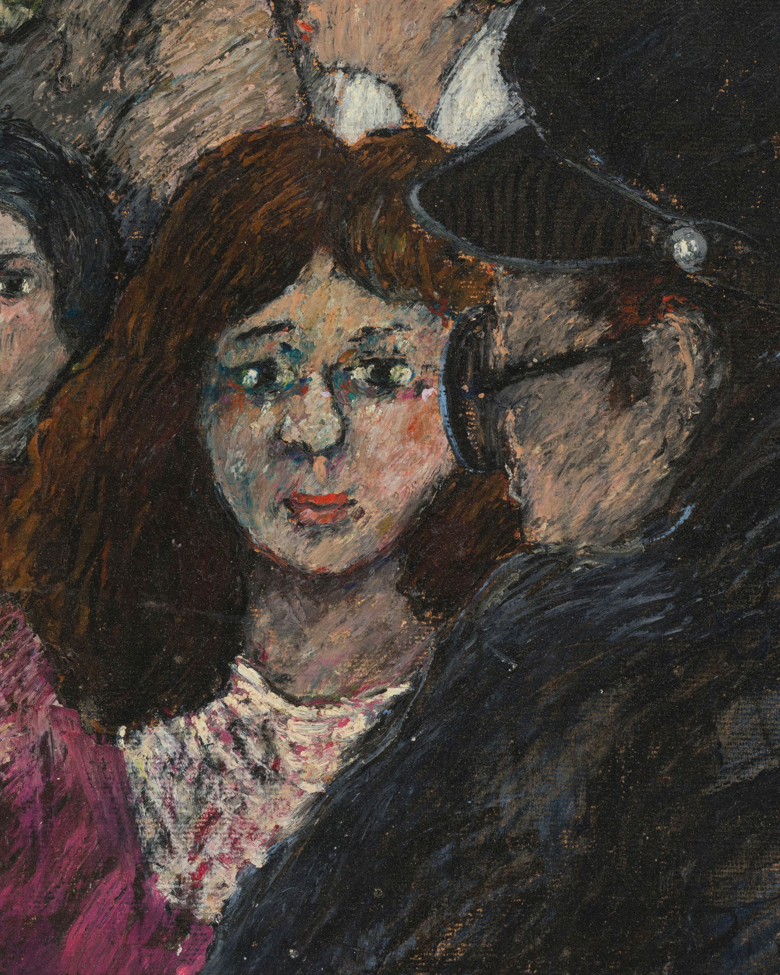 David Azuz (1942-2014), "Au Café", pastel gras sur papier marouflé sur toile, signé,  - 3