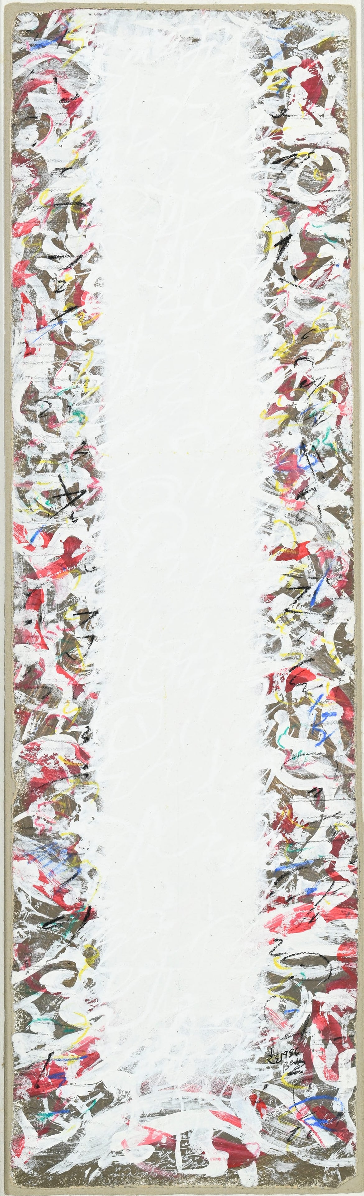 Mahjoub Ben Bella (1946-2020), Composition, 1986, gouache sur papier, signée et datée, 61x: Mahjoub Ben Bella (1946-2020), Composition, 1986, gouache sur papier, signée et datée, 61x18 cm