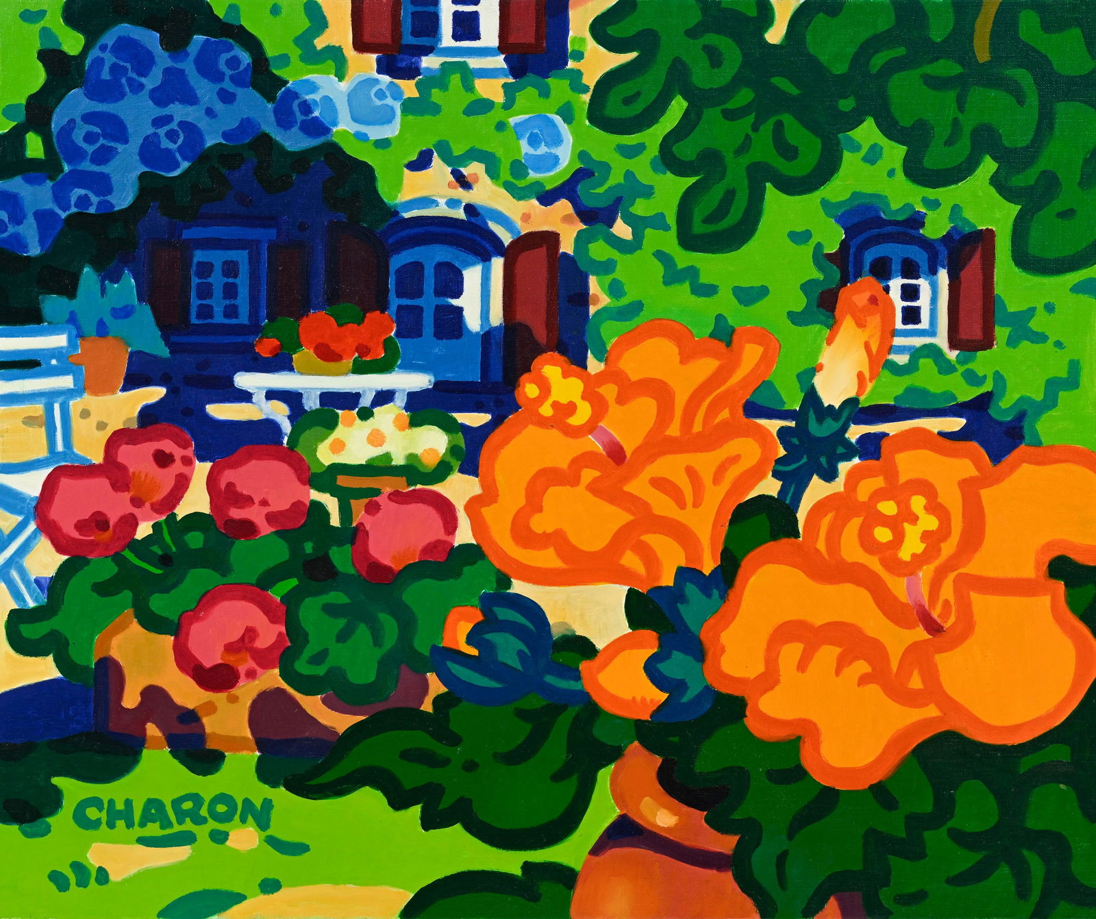 Guy Charon (1927-2021), "La musique vient de la maison", huile sur toile, signée, 54x65 cm (1 of 6)