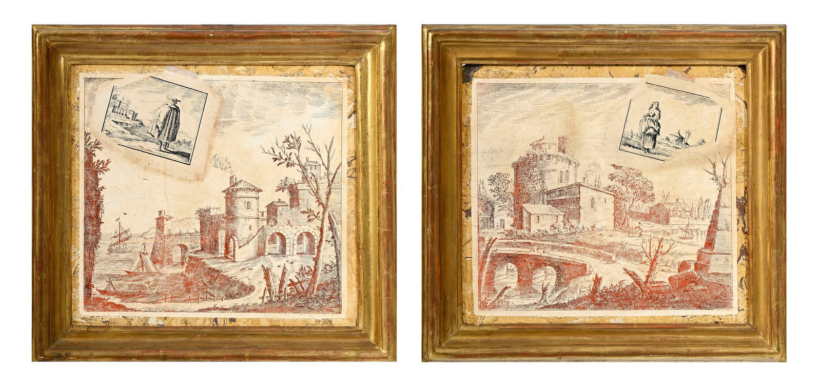 Ecole contemporaine, Paysages, paire de techniques mixtes sur pierre, 29x32 cm (chaque): Ecole contemporaine, Paysages, paire de techniques mixtes sur pierre, 29x32 cm (chaque) ConditionManque à la pierre dans l'un des angles supérieurs gauches 