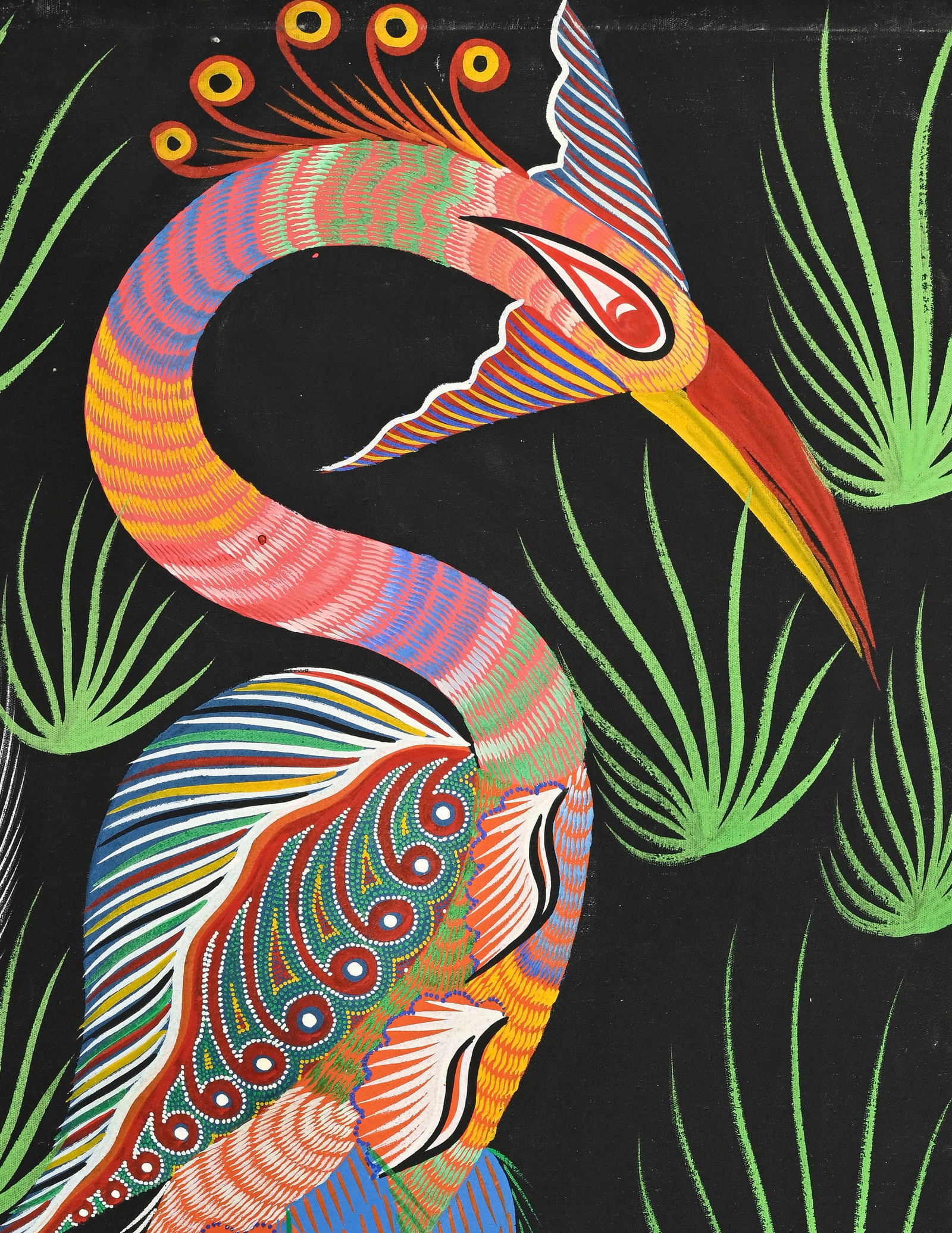 Francisco da Silva (1910-1985), Oiseau, 1973, tempera sur toile, signée et datée, 70x50,5  - 3