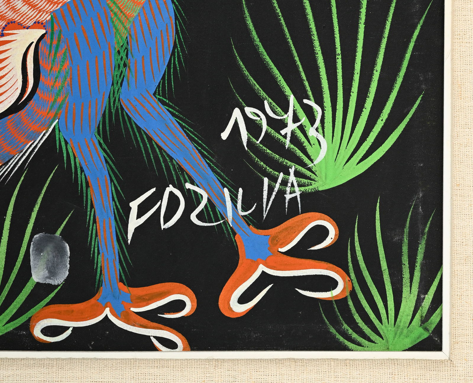 Francisco da Silva (1910-1985), Oiseau, 1973, tempera sur toile, signée et datée, 70x50,5  - 4