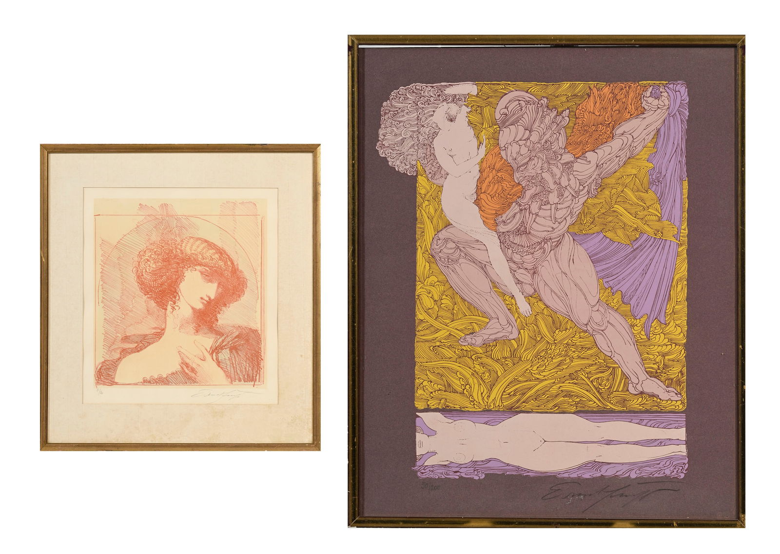 Ernst Fuchs (1930-2015), ensemble de 2 estampes : \- "Cosima", lithographie, signée et num (1 of 12)