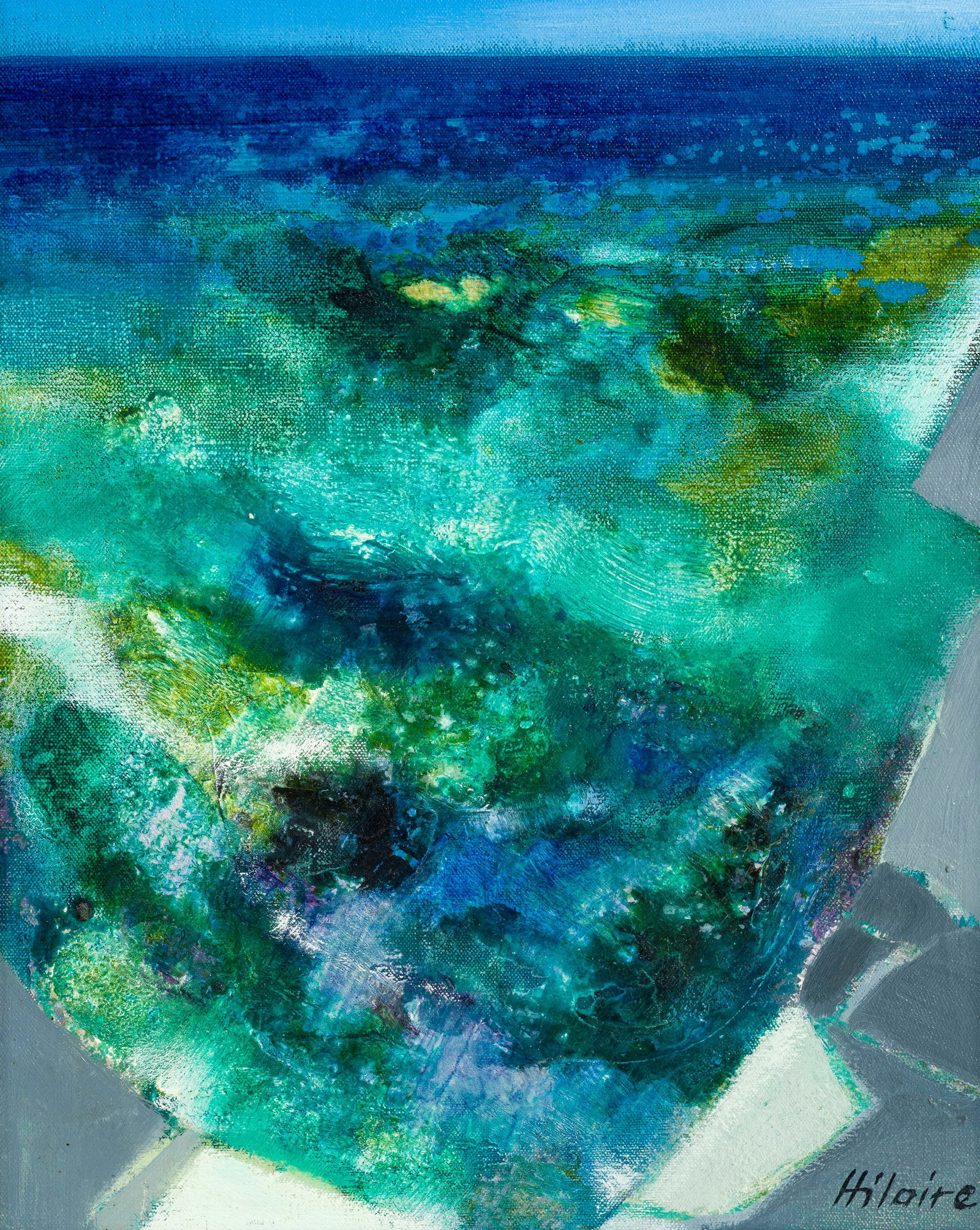 Camille Hilaire (1916-2004), "La crique à Antibes", huile sur toile, signée, contresign: Camille Hilaire (1916-2004), "La crique à Antibes", huile sur toile, signée, contresignée et titrée au verso, 41,5x33 cm 