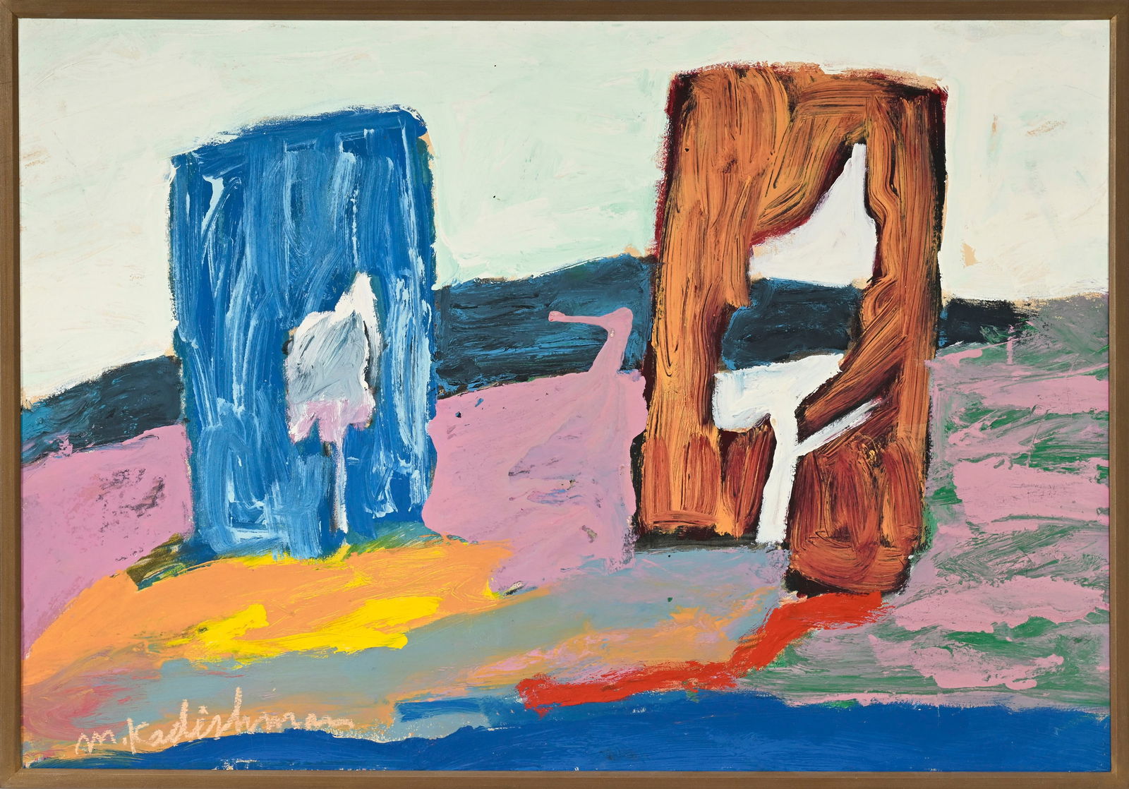 Menashe Kadishman (1932-2015), Composition, huile sur papier marouflé sur toile, signée, 6 - 2