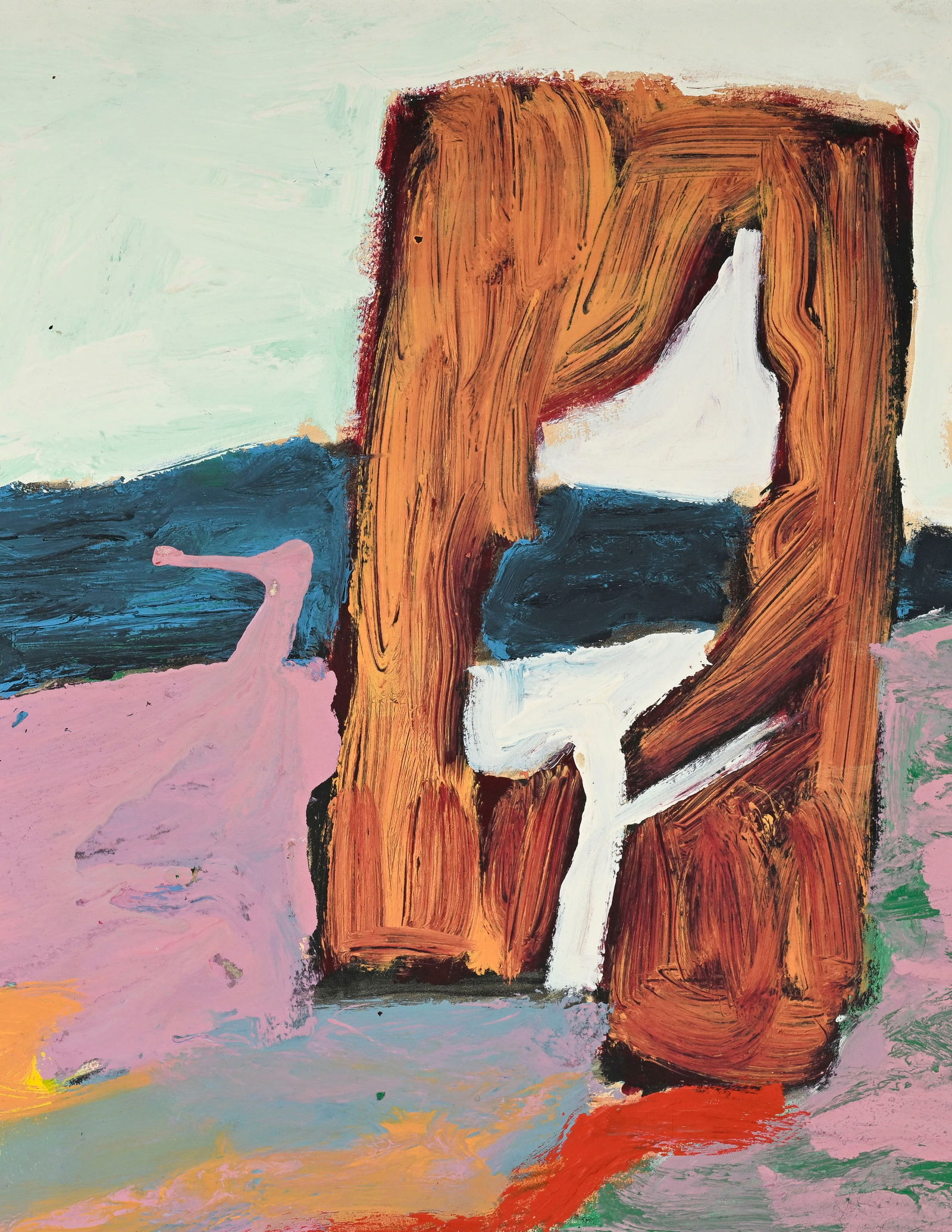 Menashe Kadishman (1932-2015), Composition, huile sur papier marouflé sur toile, signée, 6 - 3