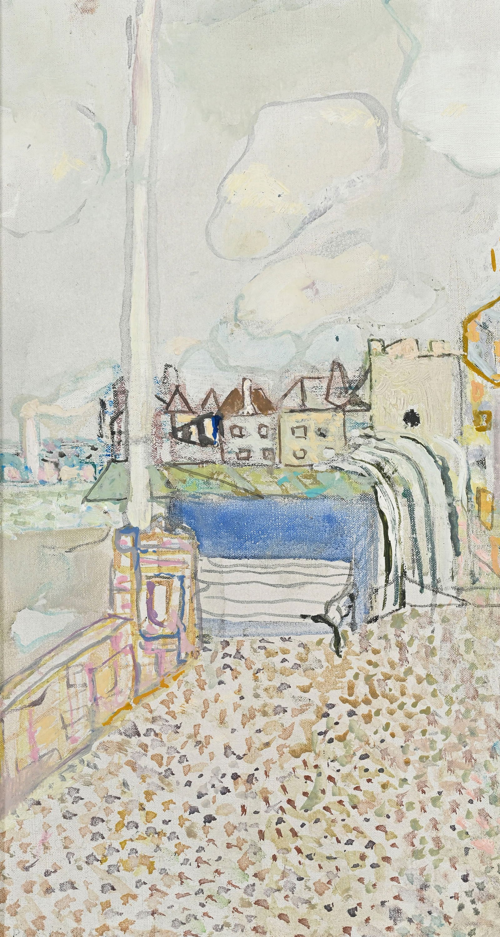 Pierre Lesieur (1922-2011), "Bord de mer"_,_ 1989, huile sur toile, signée, 36,5x20,5 cm: Pierre Lesieur (1922-2011), "Bord de mer", 1989, huile sur toile, signée, 36,5x20,5 cm
