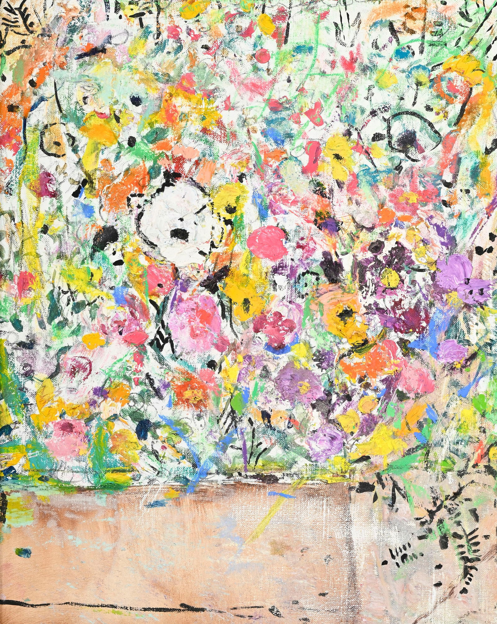 Pierre Lesieur (1922-2011), Jardin fleuri, 2011, huile sur toile, signée, contresignée, da: Pierre Lesieur (1922-2011), Jardin fleuri, 2011, huile sur toile, signée, contresignée, datée et située "St-Rémy" au verso, 26x21 cm 
