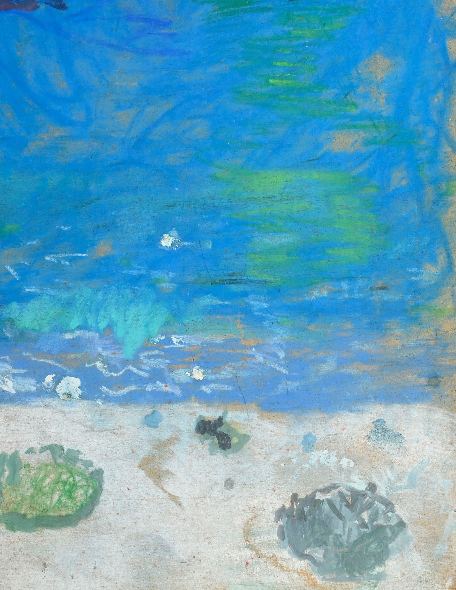 Pierre Lesieur (1922-2011), "Mer bleue"_,_ 2005, pastel et huile sur panneau, 27x21 cm - 3