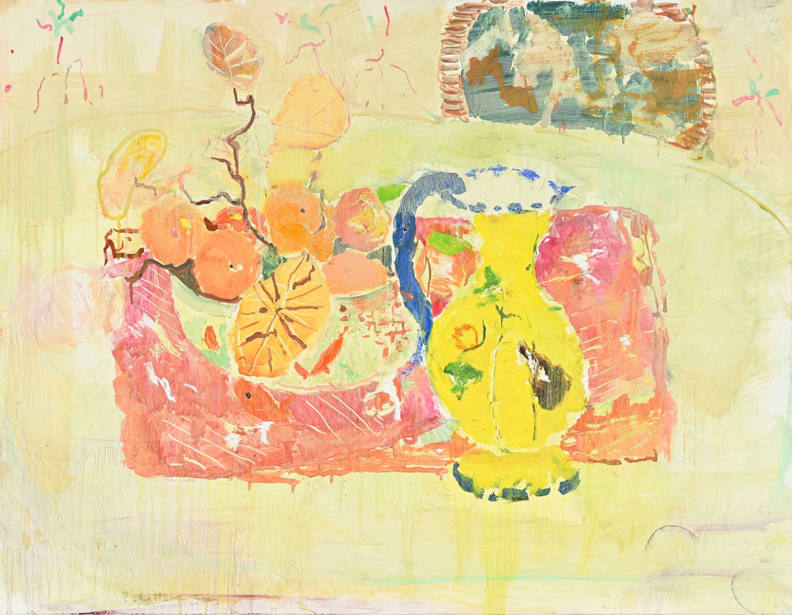 Pierre Lesieur (1922-2011), Nature morte aux fruits et pichet jaune, huile sur toile, signée, 6: Pierre Lesieur (1922-2011), Nature morte aux fruits et pichet jaune, huile sur toile, signée, 60x77,5 cm