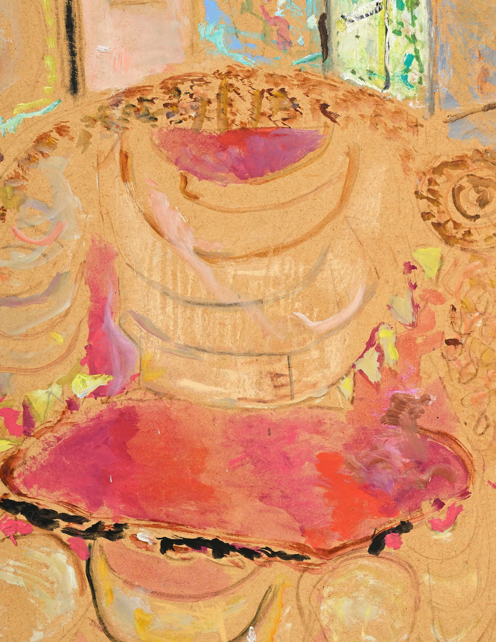 Pierre Lesieur (1922-2011), Etude de fauteuil, technique mixte sur masonite, 54,5x45,5 cm - 3