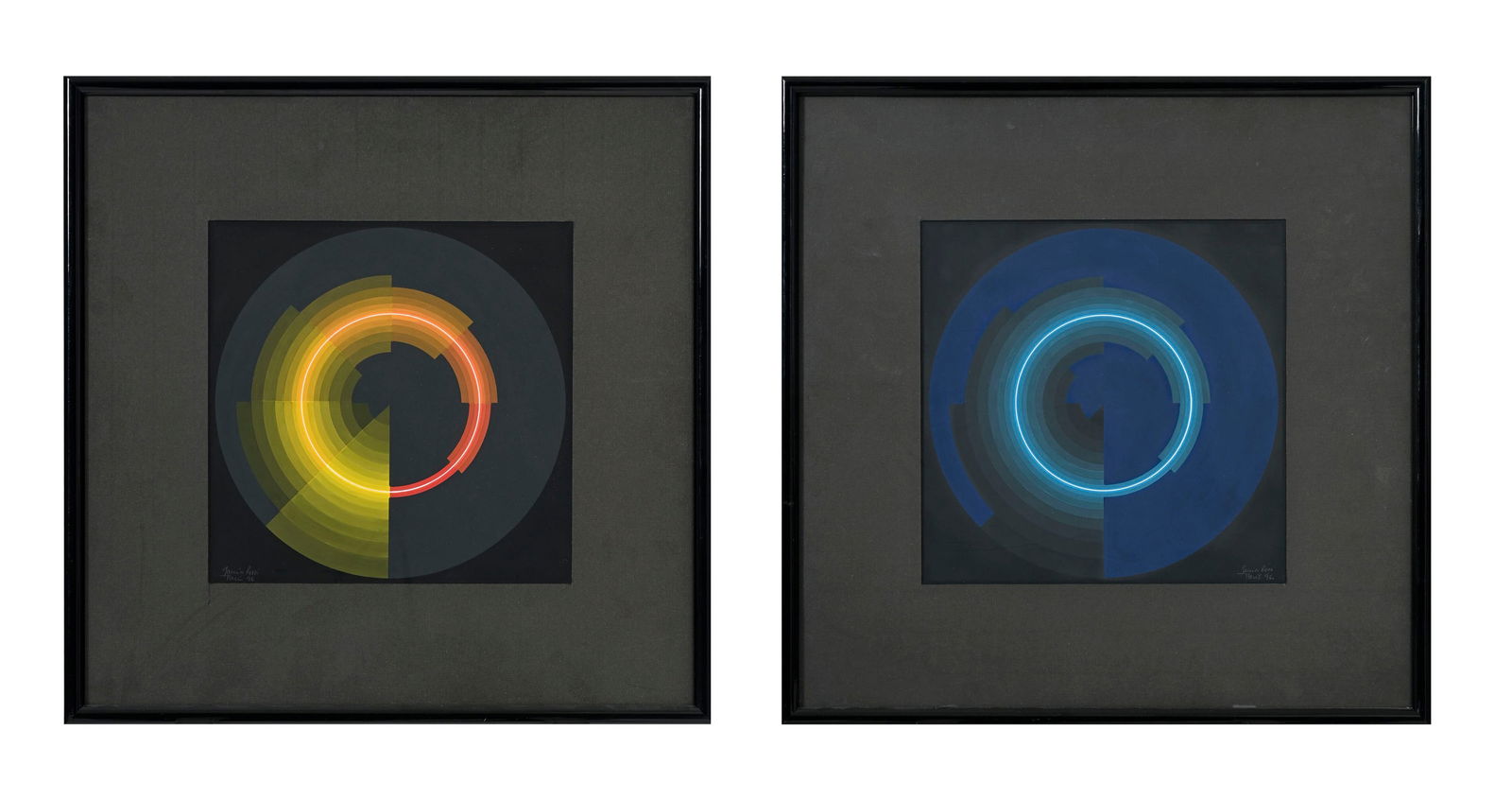 Horacio Garcia Rossi (1929-2012), Composition, 1996, paire de gouaches sur carton, signées, dat: Horacio Garcia Rossi (1929-2012), Composition, 1996, paire de gouaches sur carton, signées, datées et situées "Paris", 24x24 cm (à vue, chaque)