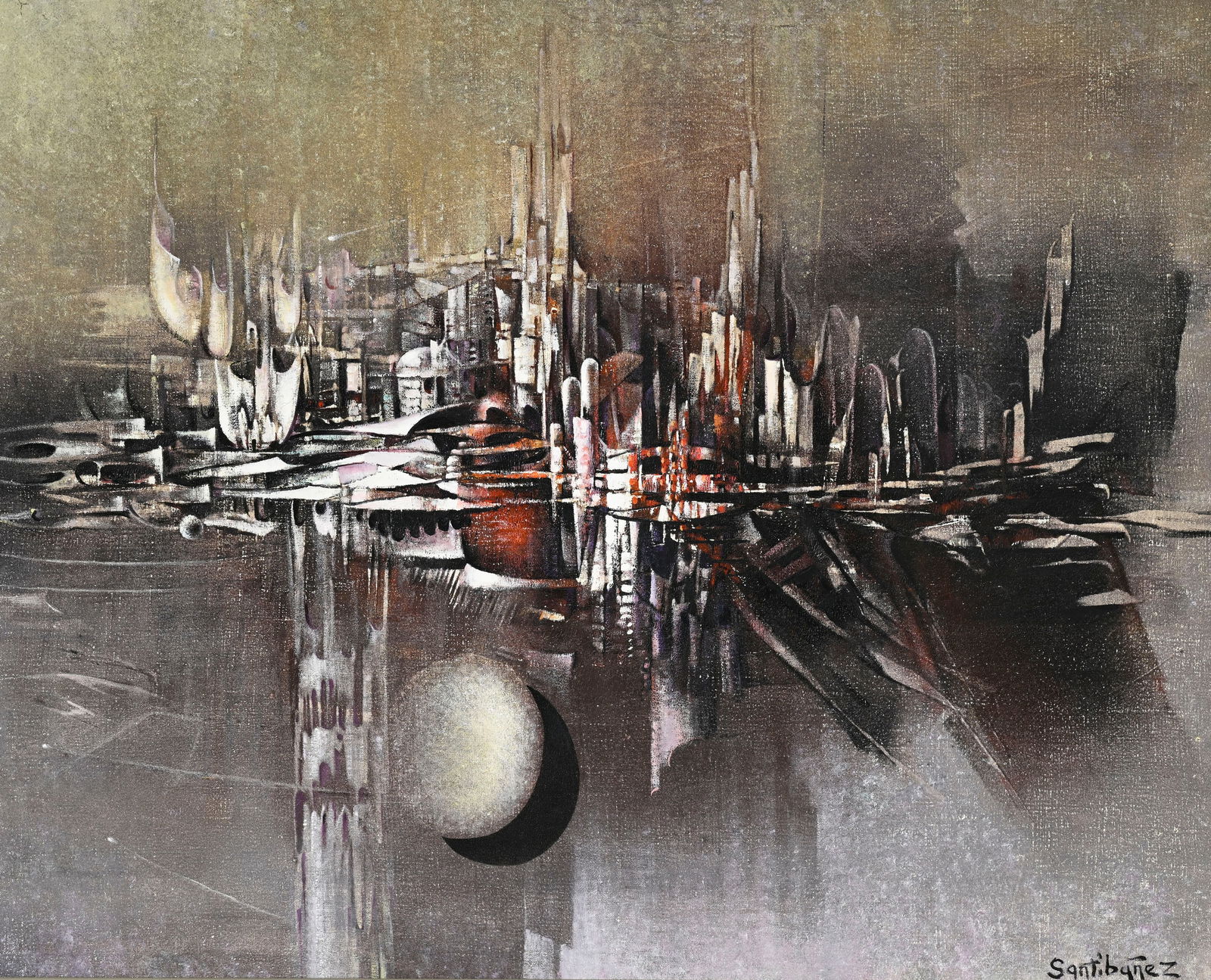 Eladio Garcia de Santibanez (1936), Composition, 1979, huile sur toile, signée, contresigné (1 of 5)