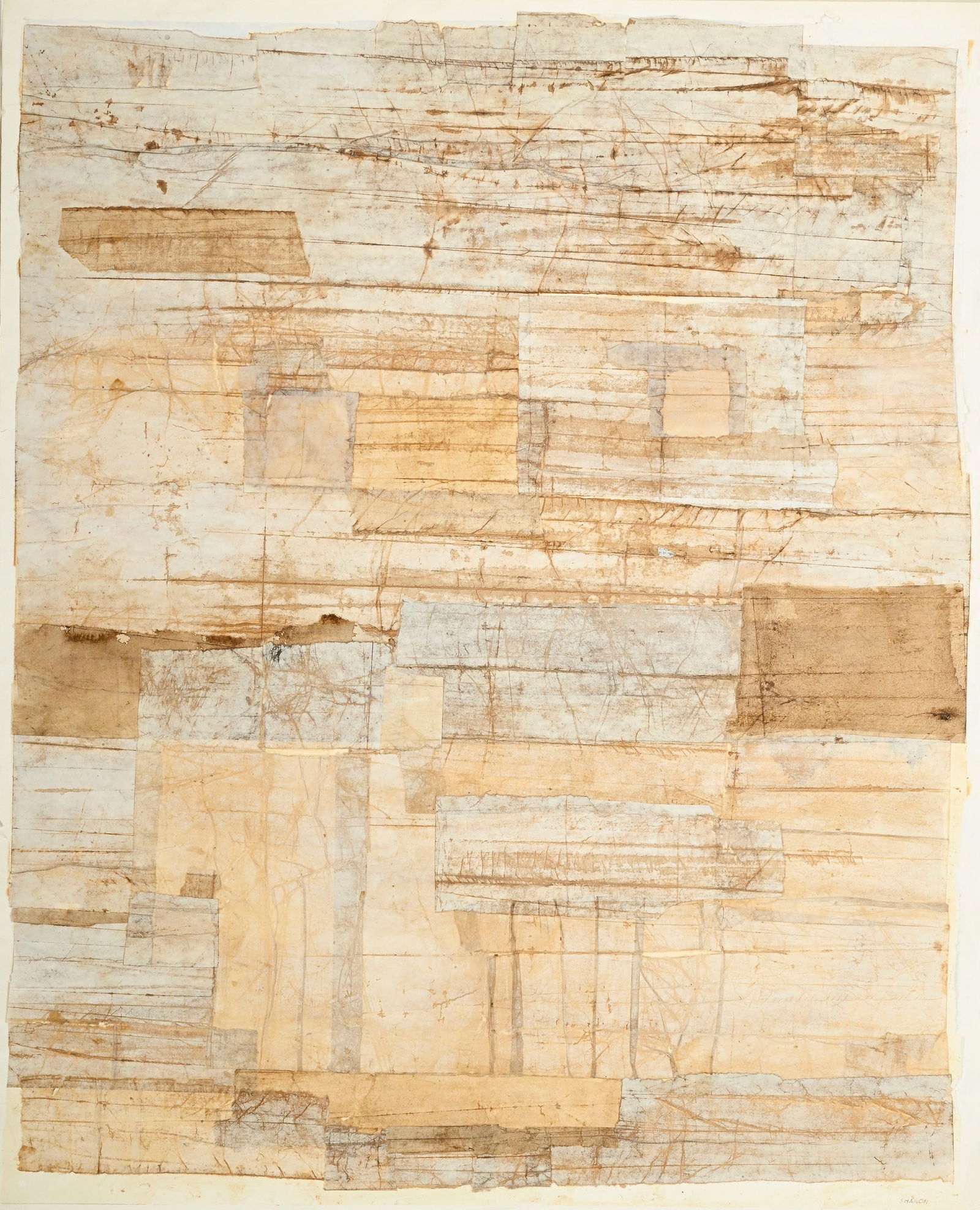 Anna Shanon (1916), Sans titre, technique mixte et collage sur papier, signée, 83x67 cm (à: Anna Shanon (1916), Sans titre, technique mixte et collage sur papier, signée, 83x67 cm (à vue)