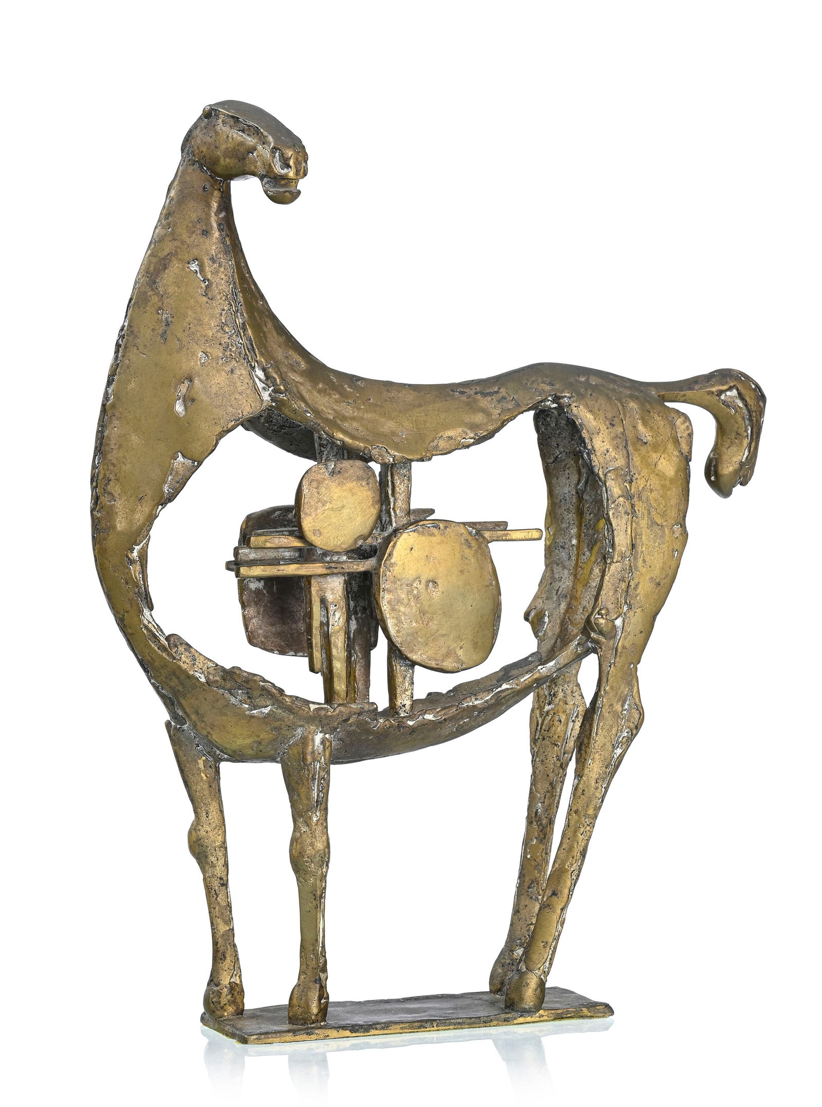 Pierre Siebold (1925-2012), Cheval de Troie, 1970, sculpture en bronze, signée, datée et n: Pierre Siebold (1925-2012), Cheval de Troie, 1970, sculpture en bronze, signée, datée et numérotée 1/1, cachet de fondeur, 39,5x30,5x9,5 cm