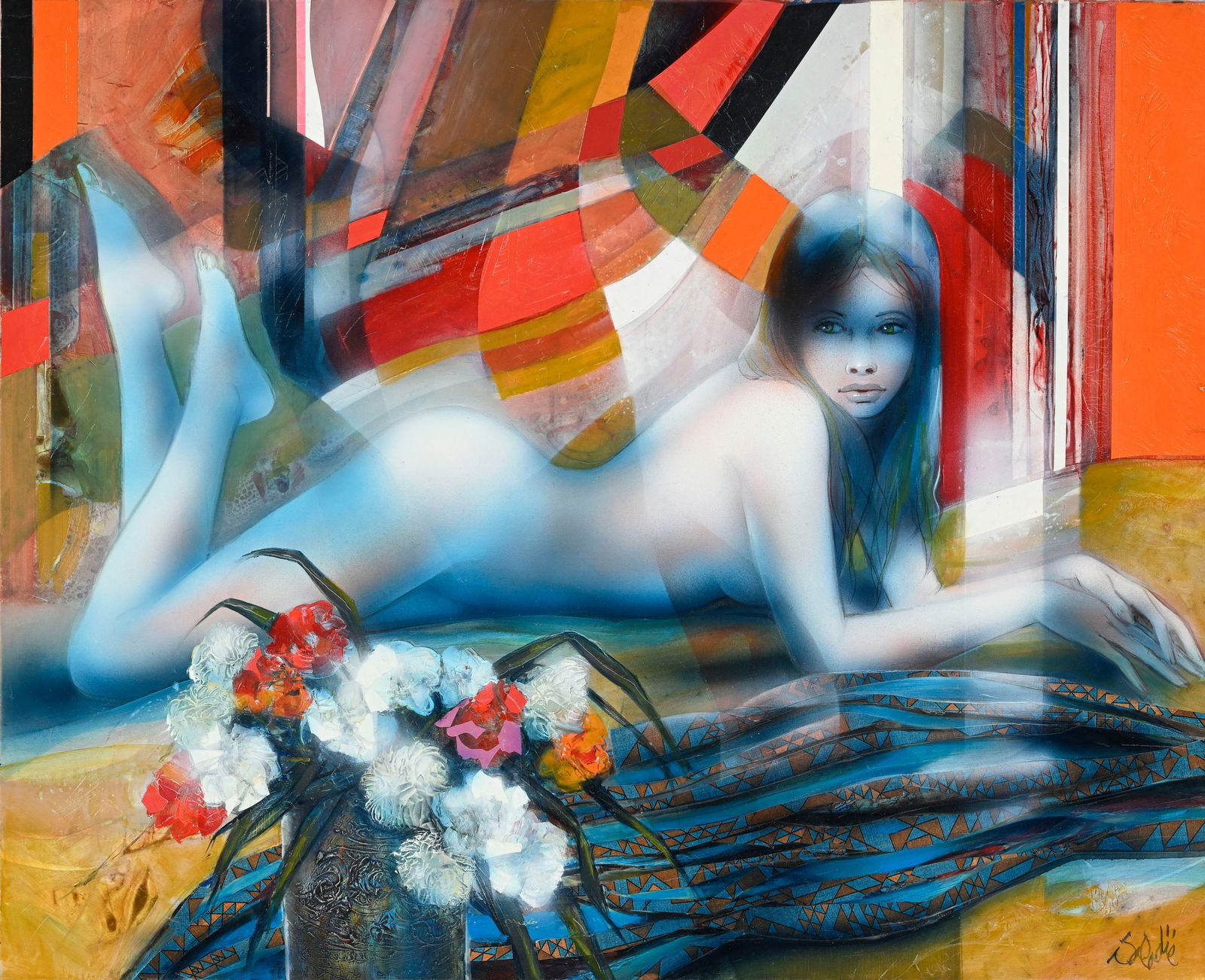 Jean Pierre Valadier (1926), "Le bouquet de Samantha", technique mixte sur toile, signée, contr (1 of 4)